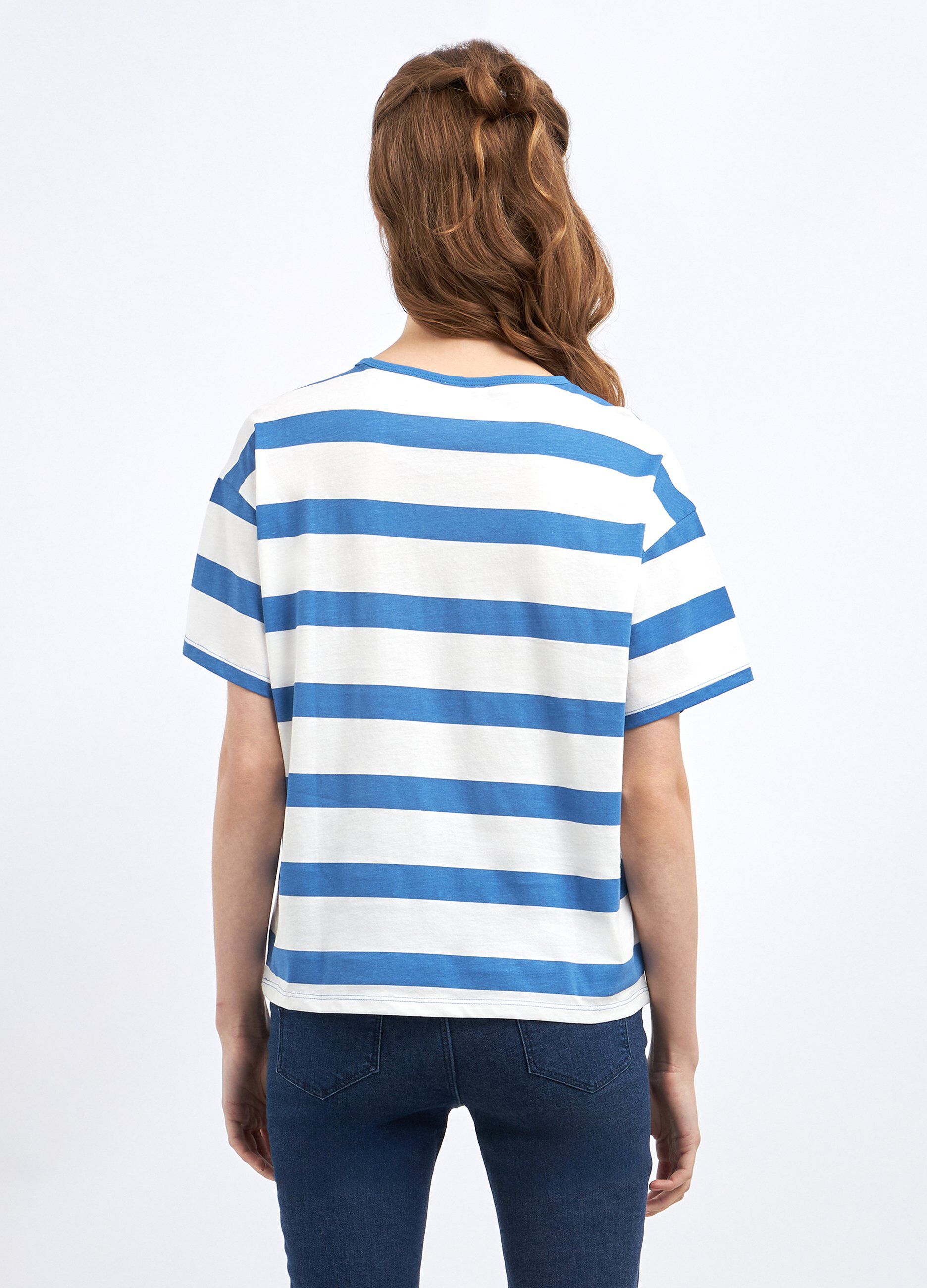 T-shirt in puro jersey di cotone a righe donna_1
