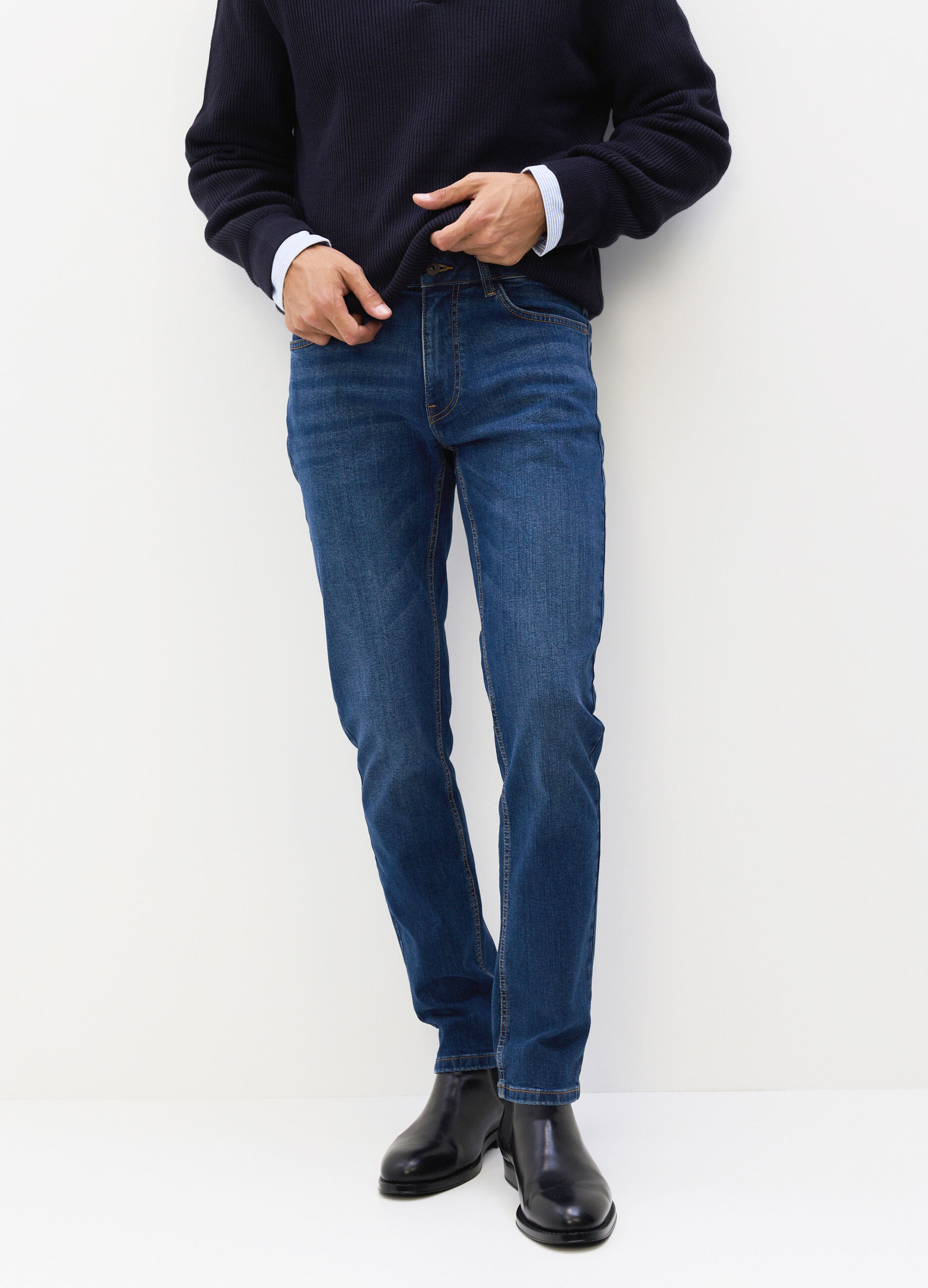 Jeans 5 tasche regular fit in denim stretch uomo_1