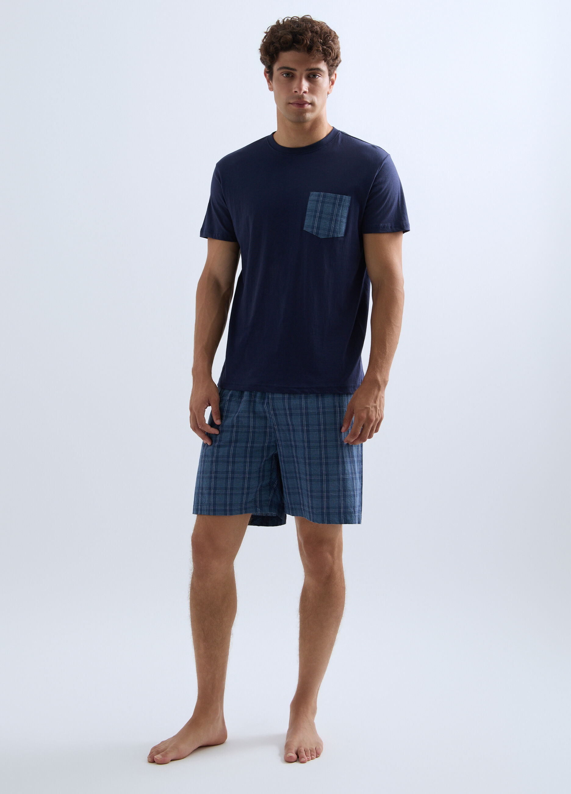 Pigiama corto con T-shirt in jersey di cotone uomo_0