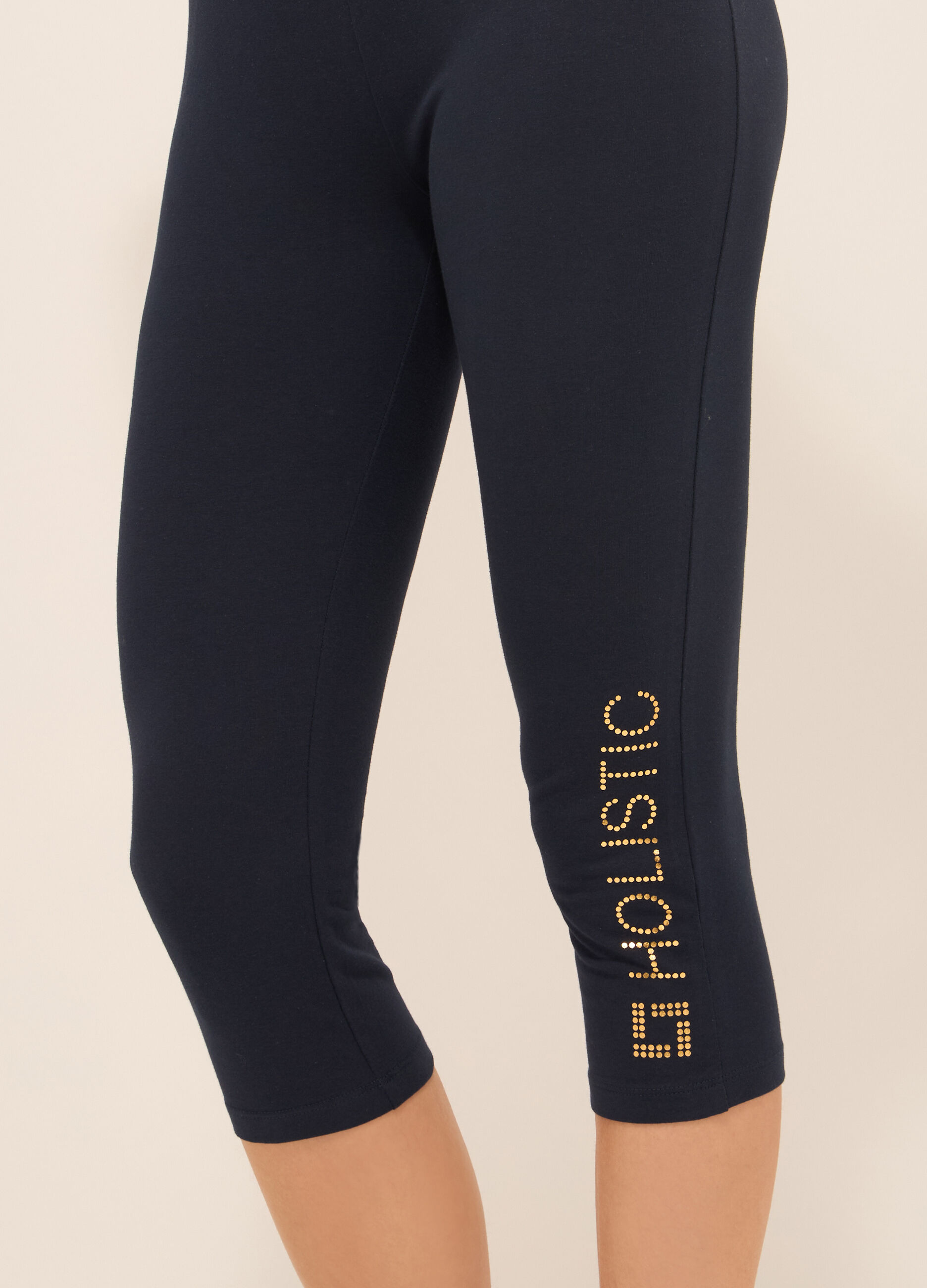 Leggings capri in cotone stretch donna_2