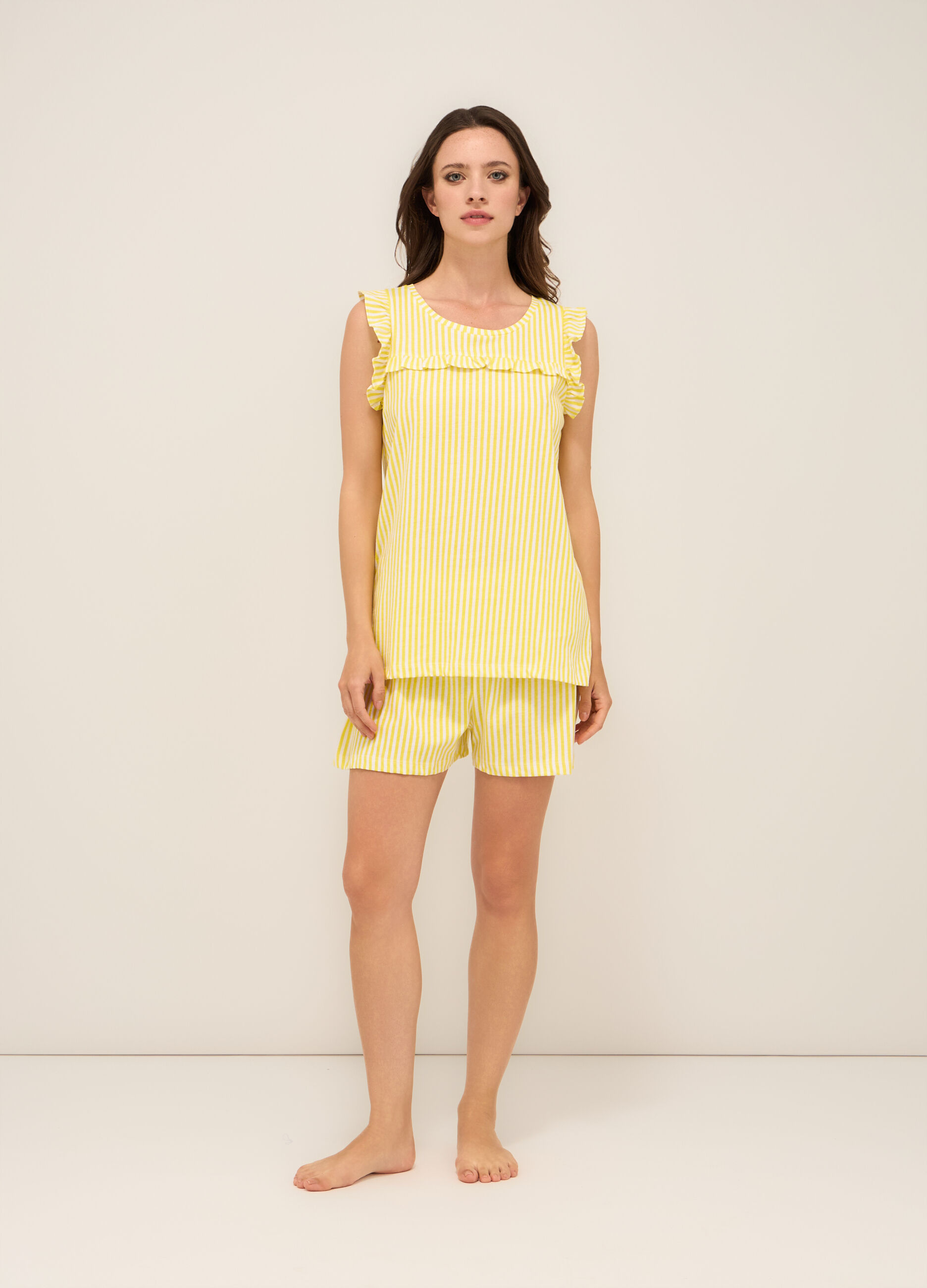 Set pigiama corto in jersey di puro cotone donna_0