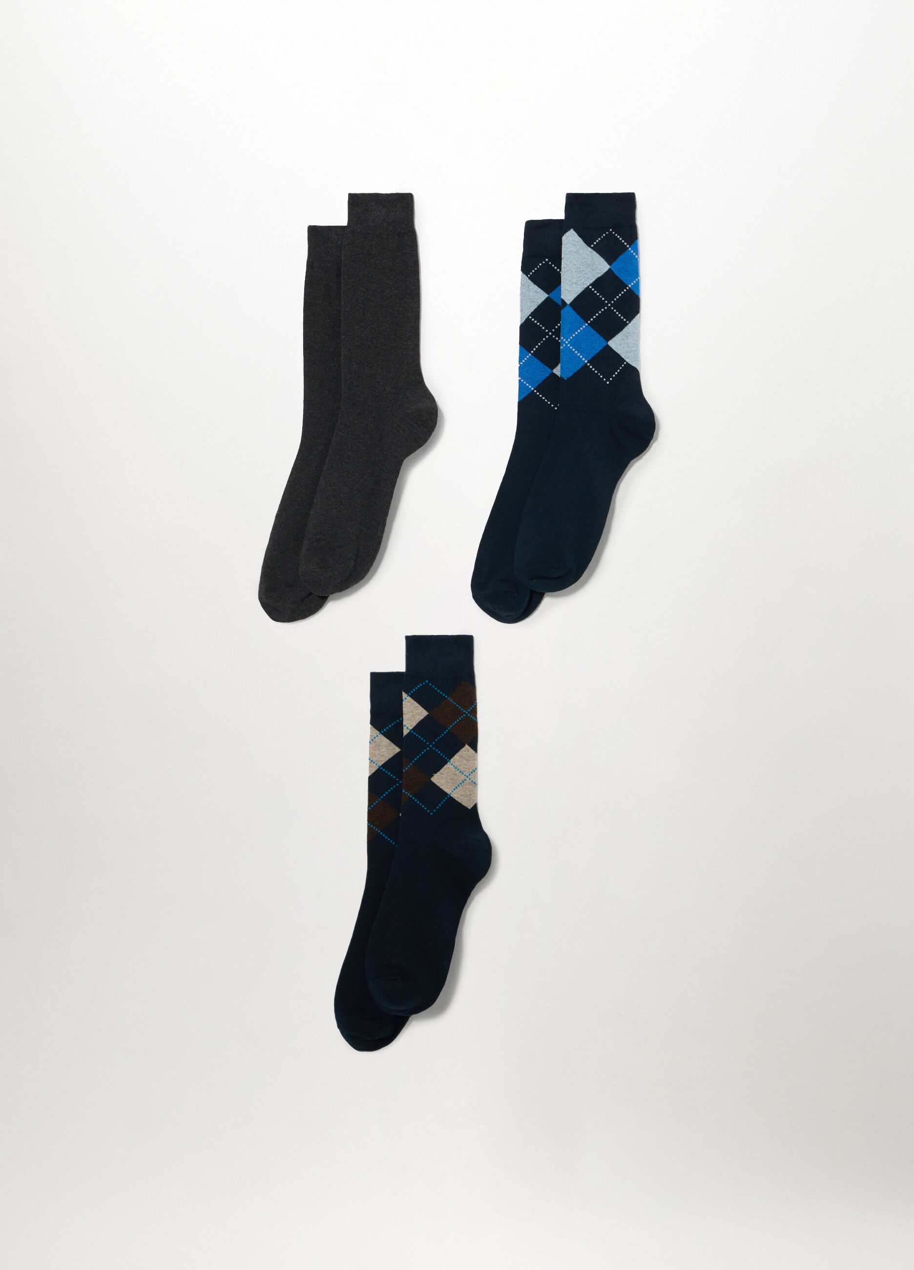 3 pack calze corte in misto cotone a rombi uomo_0