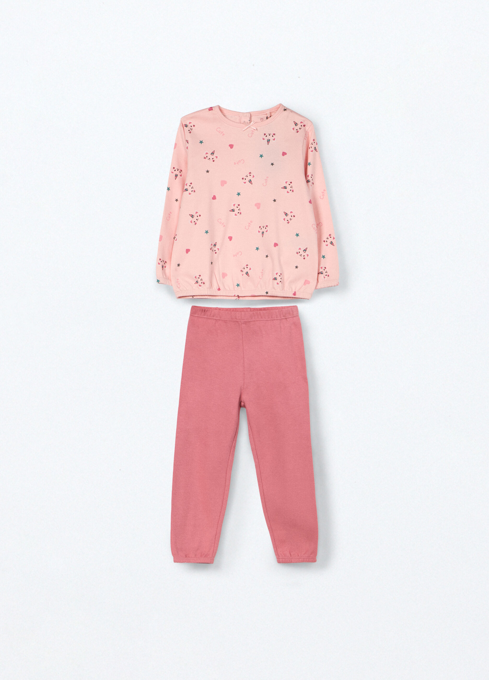 Pigiama lungo in interlock di puro cotone neonata_1