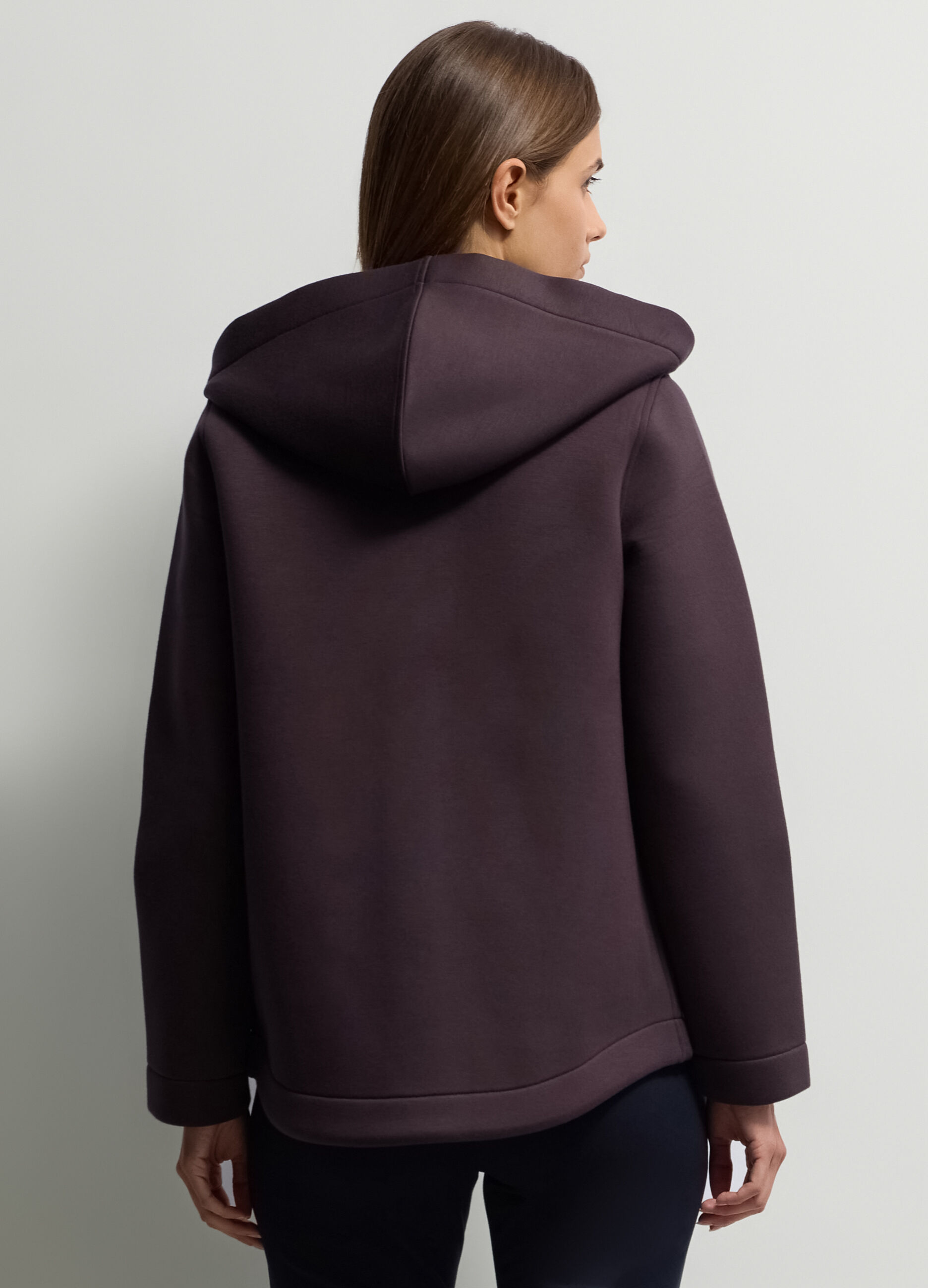 Giacca con cappuccio in viscosa stretch donna_1