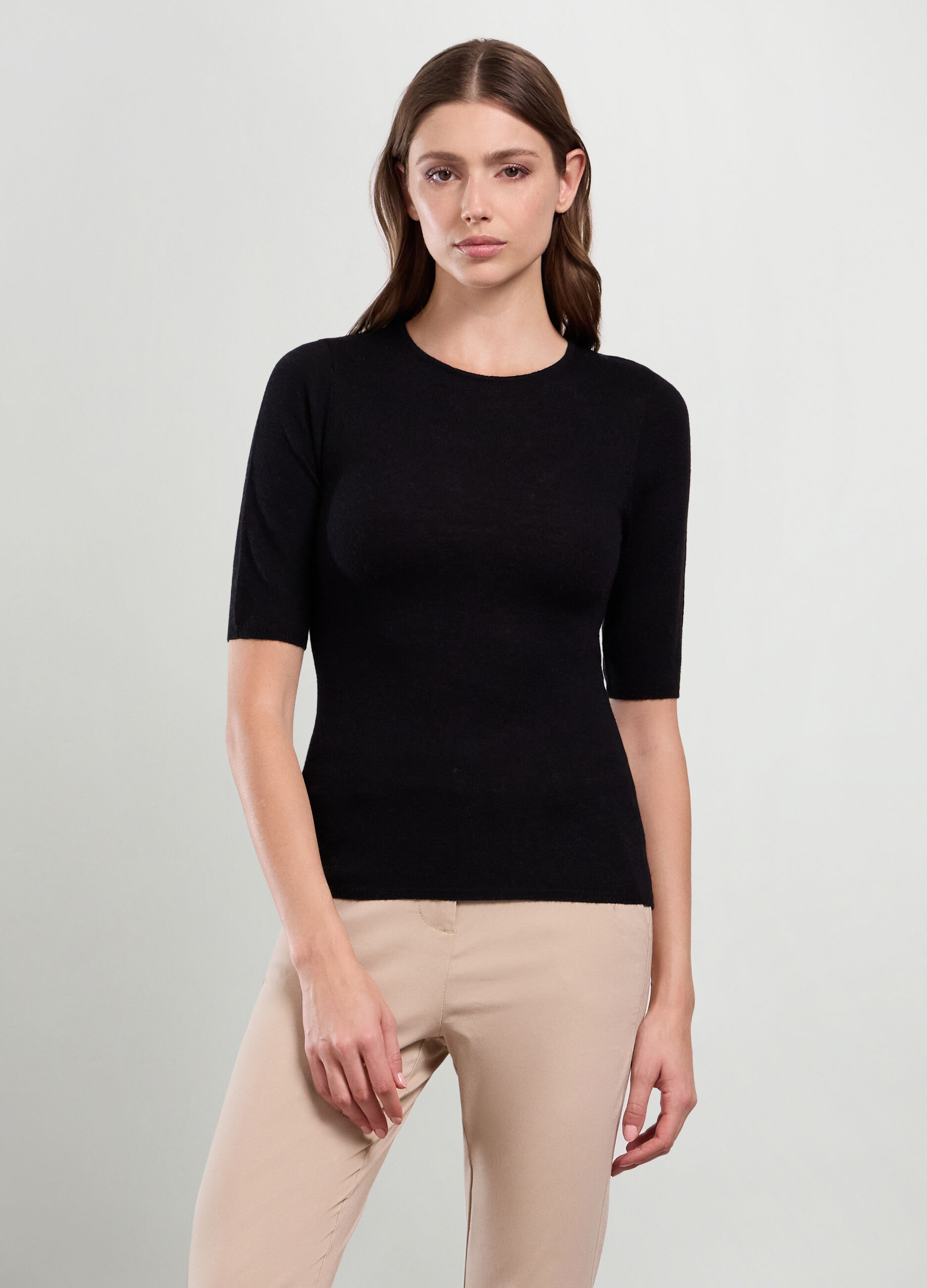 T-shirt in costina misto lana donna_2