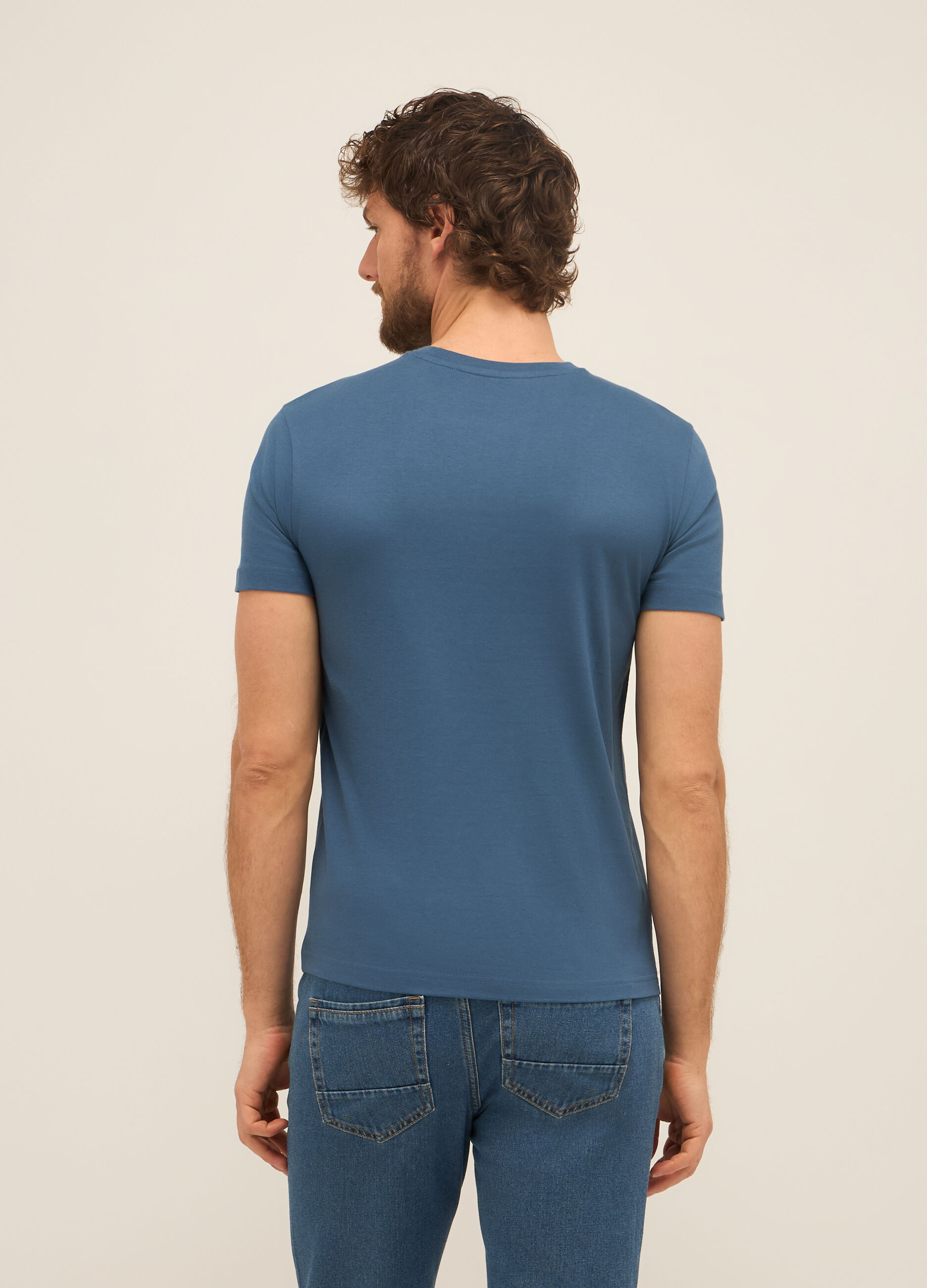 T-shirt girocollo in cotone con stampa uomo_1