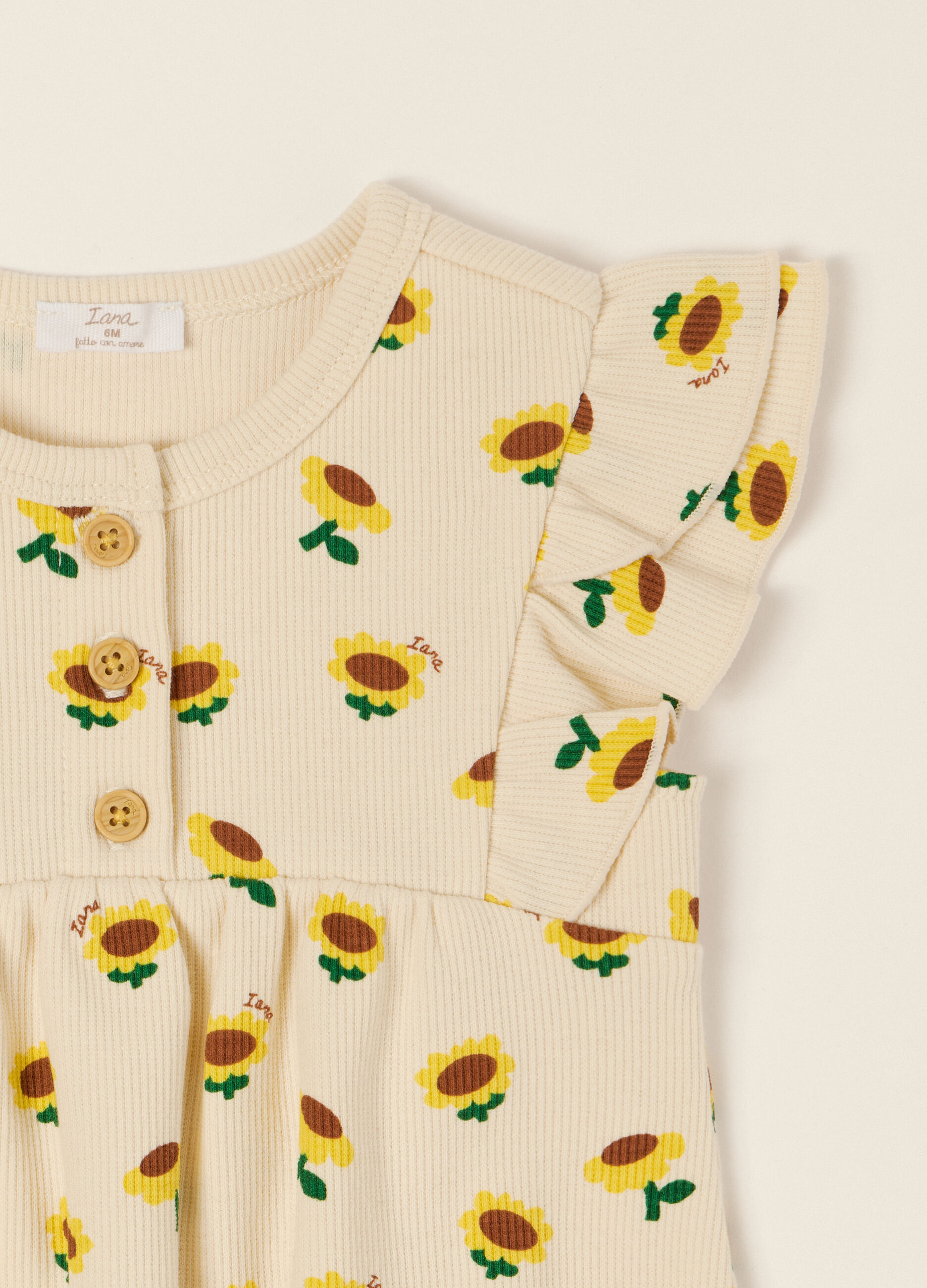 Pagliaccetto in costina di cotone stretch IANA neonata_2