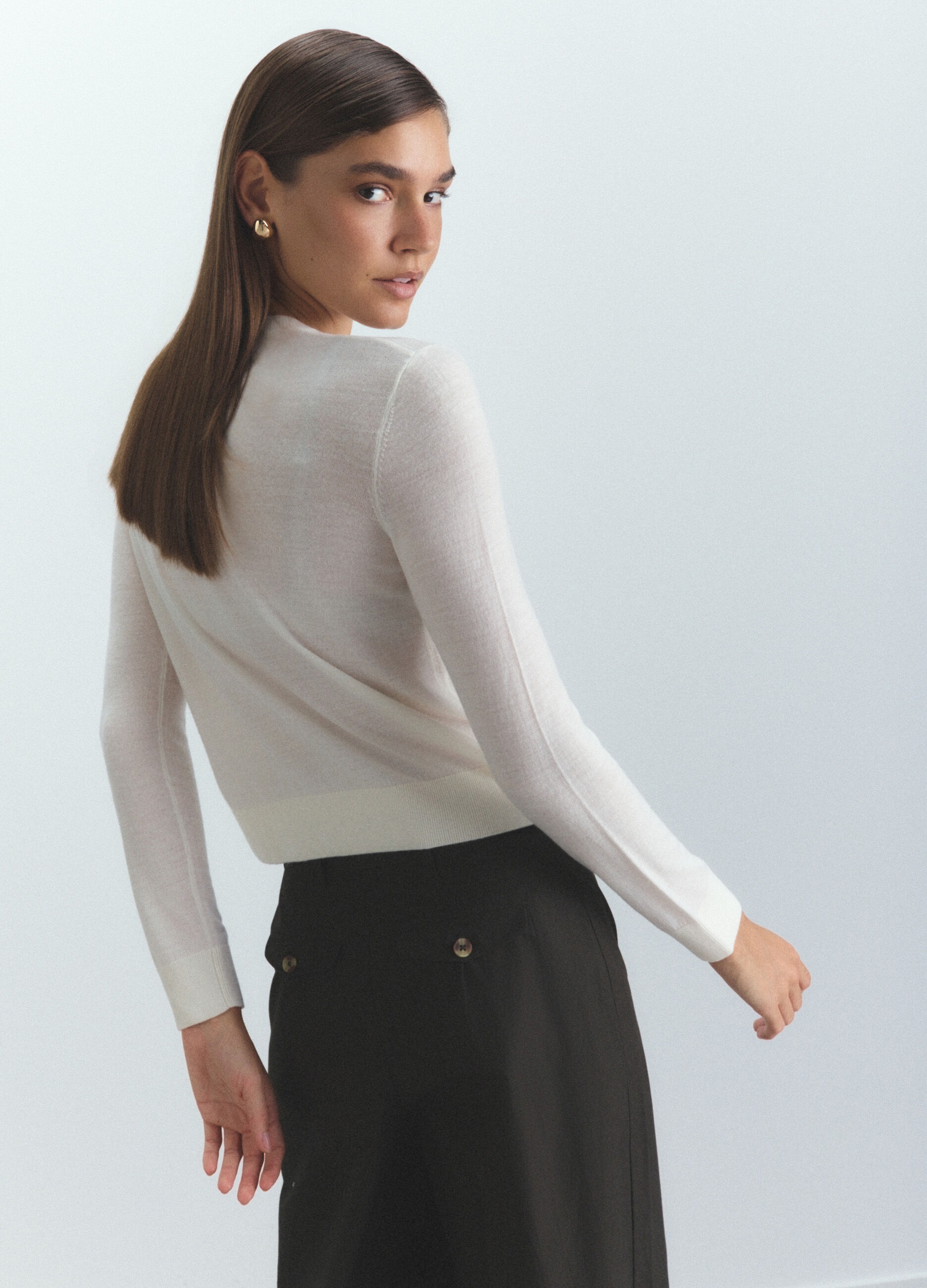 Cardigan girocollo rasato donna_2