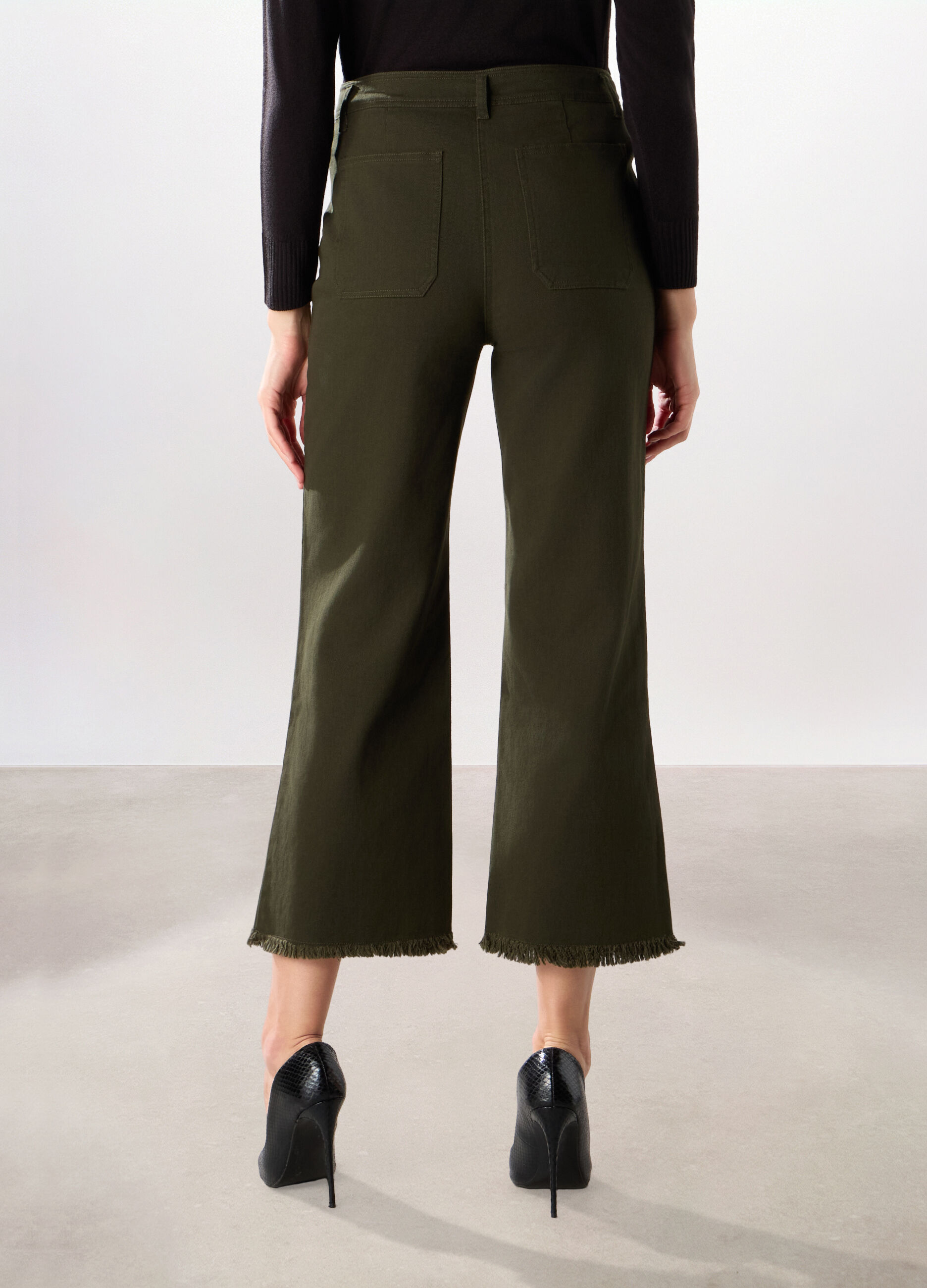 Pantaloni in denim di cotone stretch donna_1
