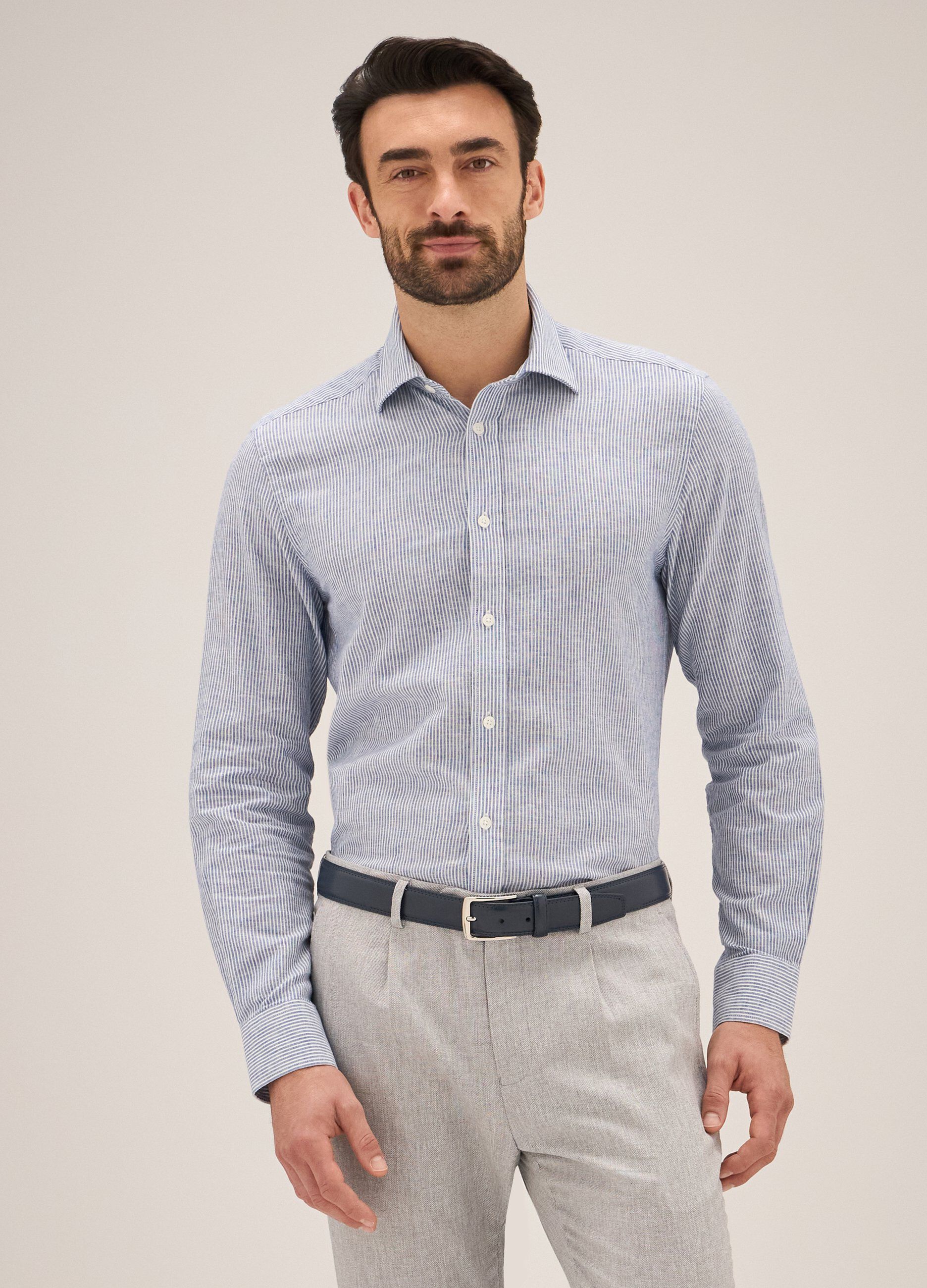 Camicia Rumford in misto lino uomo_0
