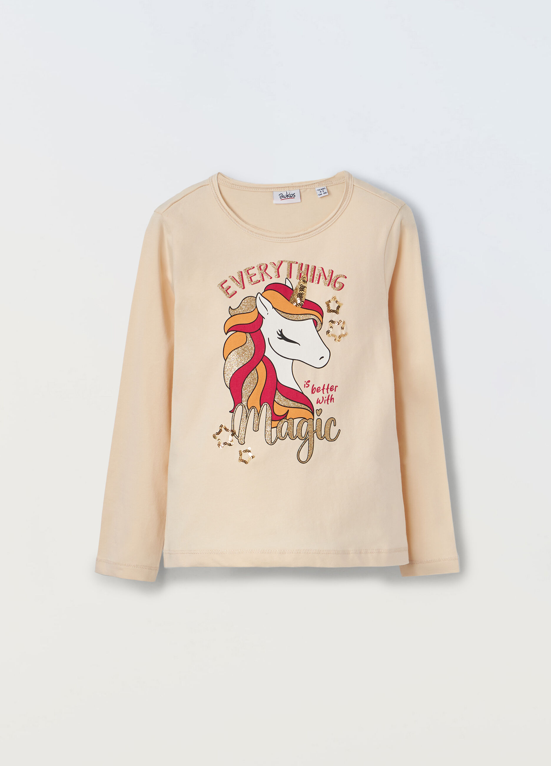 T-shirt a maniche lunghe in cotone stretch bambina_0