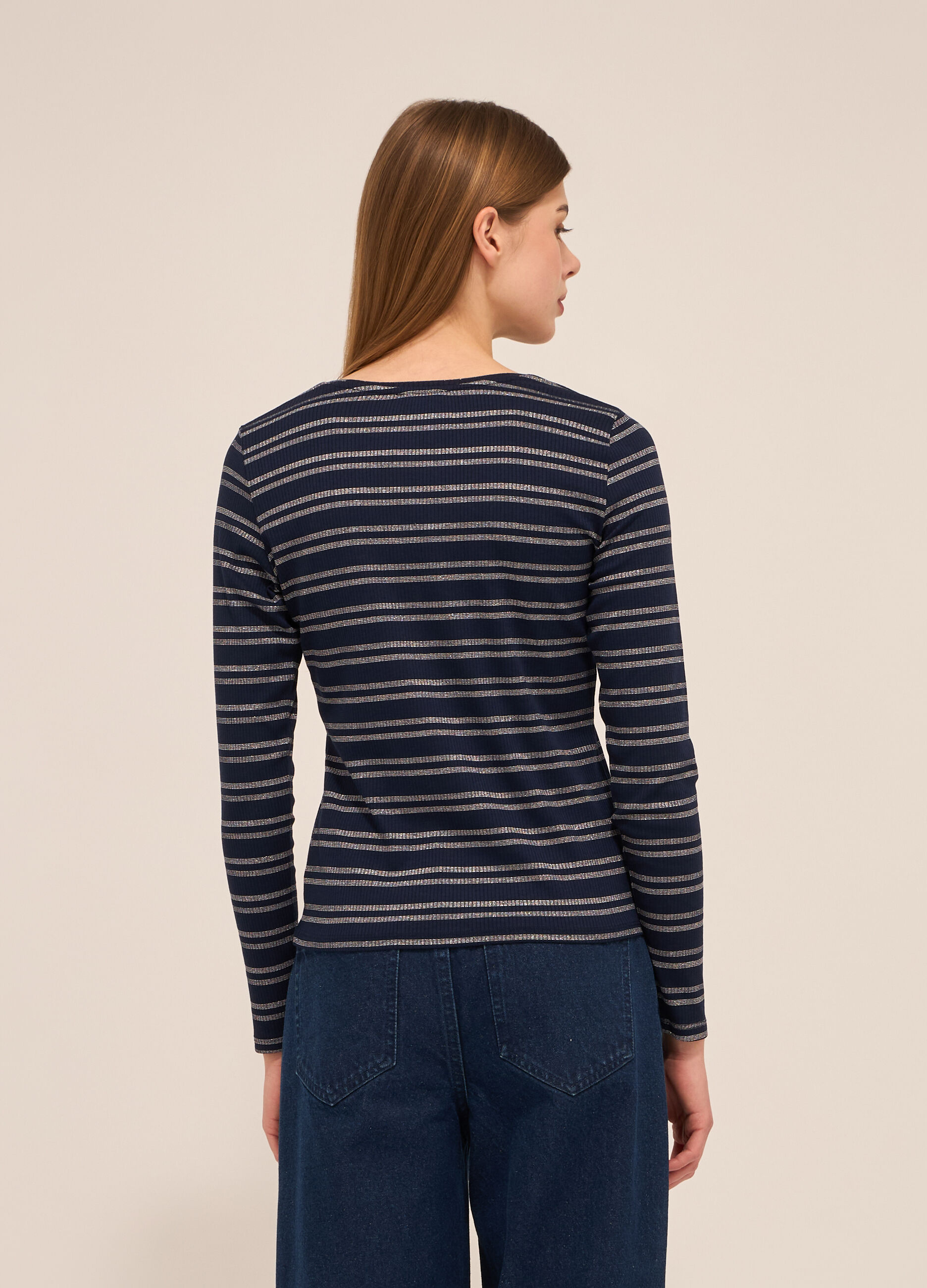 T-shirt in costina misto viscosa donna_1