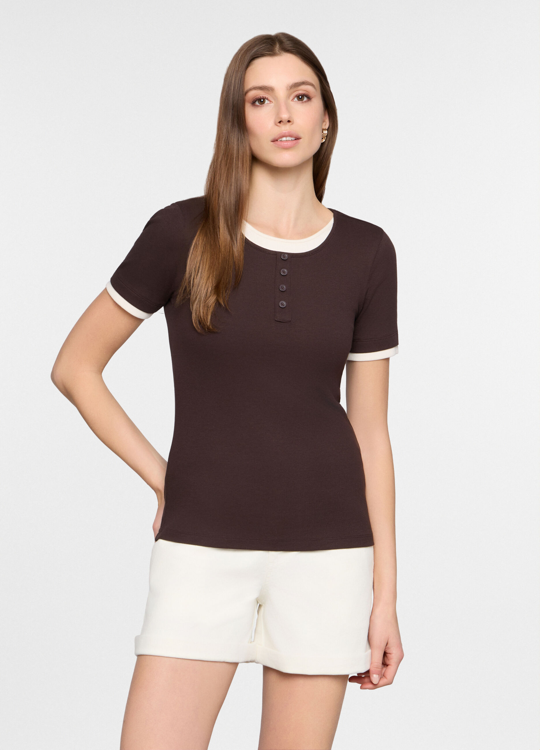 T-shirt girocollo stretch donna_0