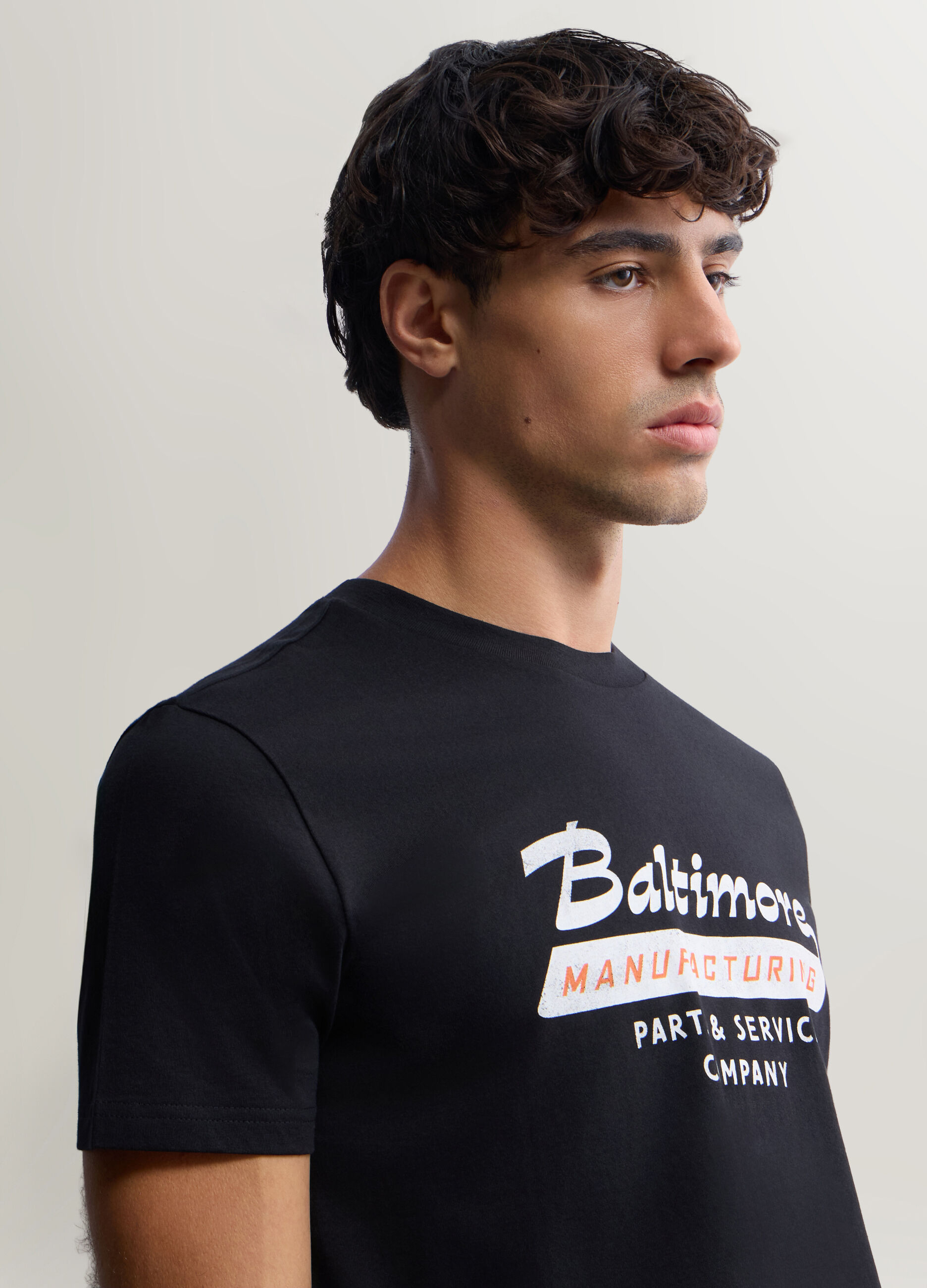 T-shirt girocollo in interlock con stampa uomo_2