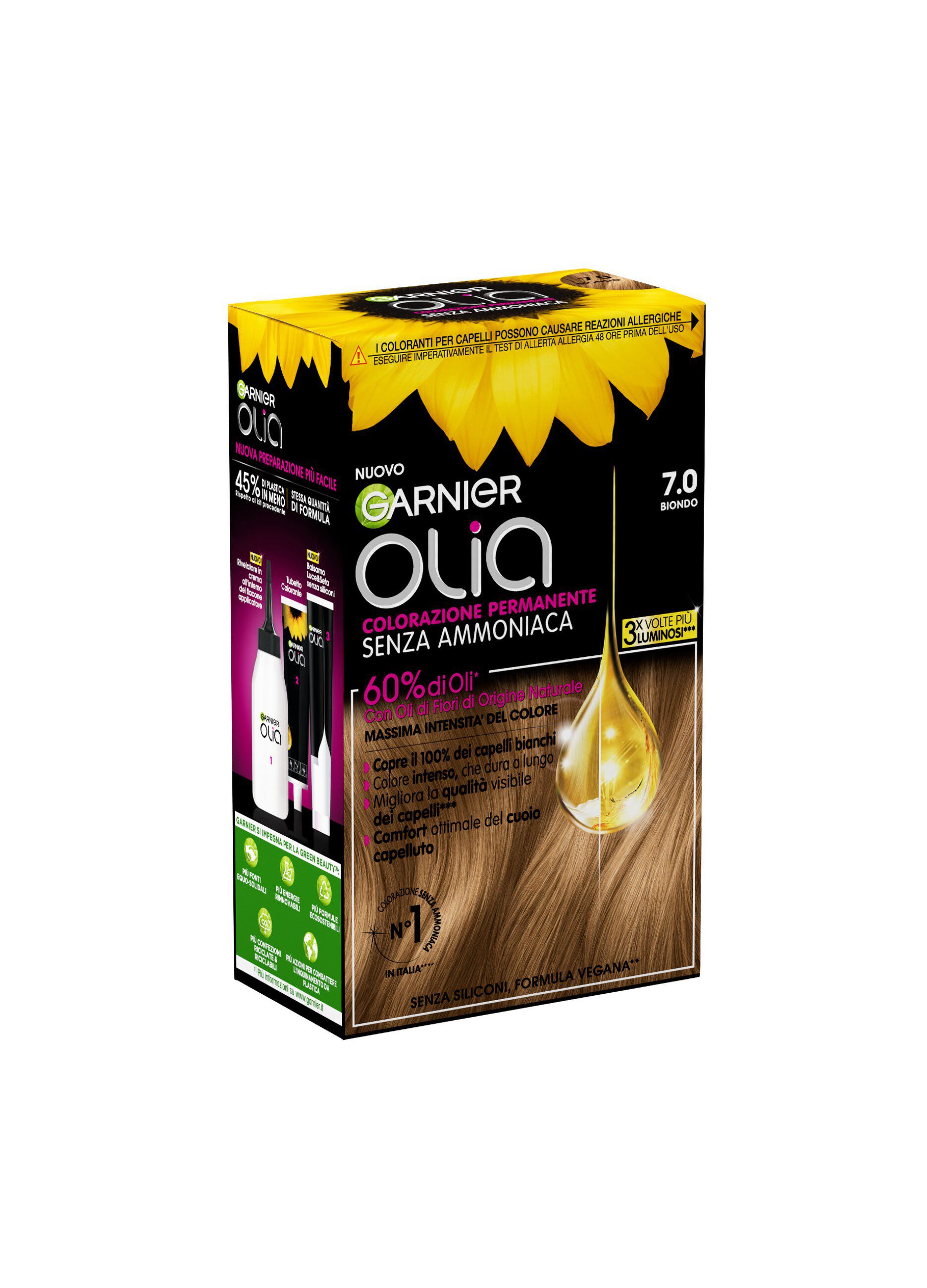 Garnier Tinta Capelli Olia, Colorazione permanente senza ammoniaca, copre il 100% dei capelli bianchi, Con oli di fiori di origine naturale, Biondo (8.0)._1