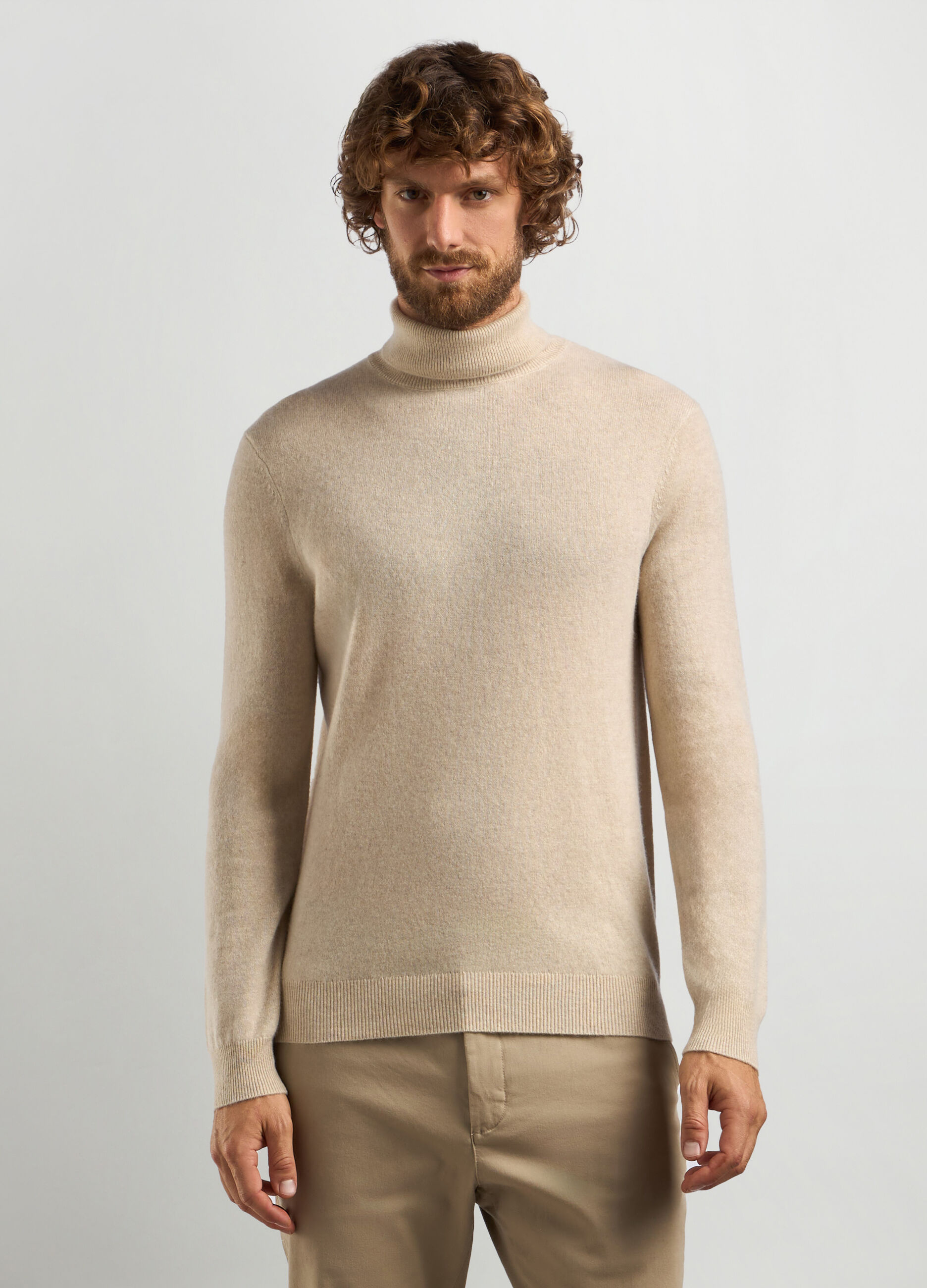 Maglione collo alto maglia rasata uomo_0