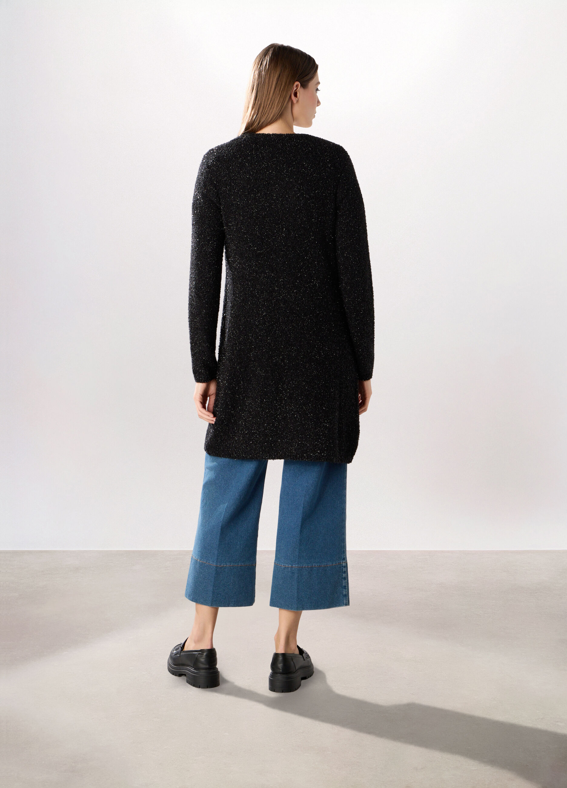 Cardigan tricot lungo donna_1