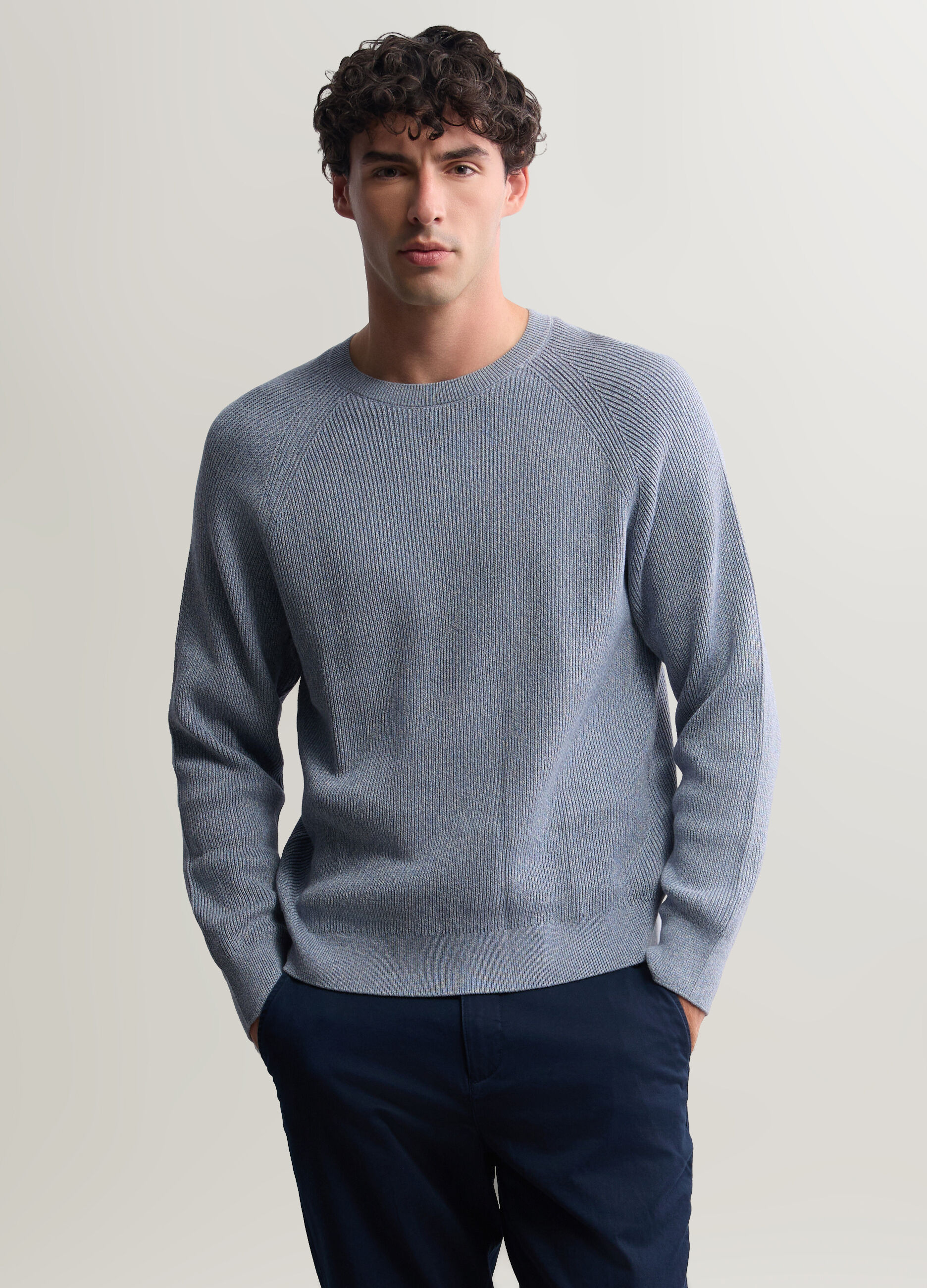 Maglione girocollo in maglia inglese uomo_0