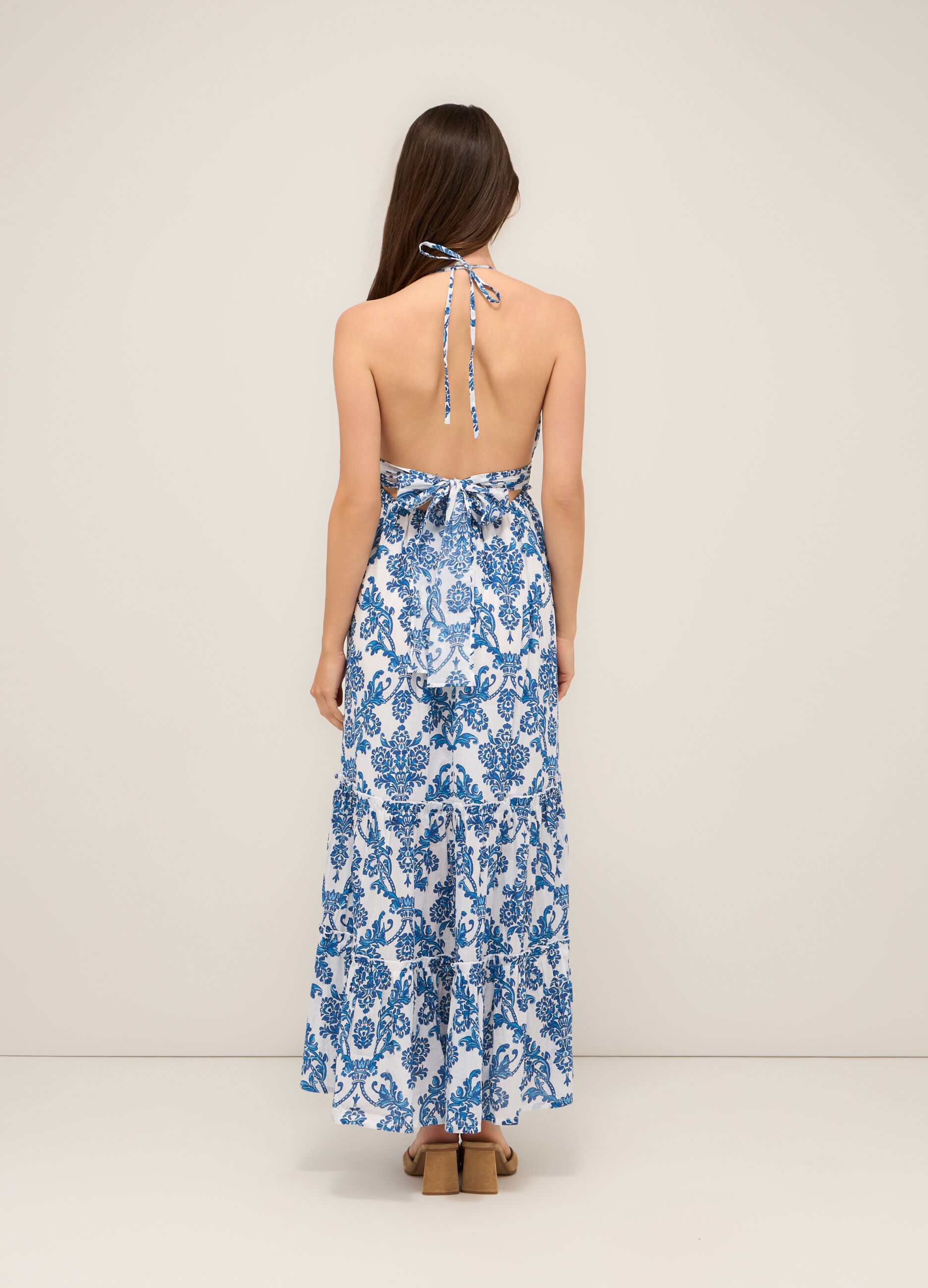 Abito a balze in puro cotone voile donna_1