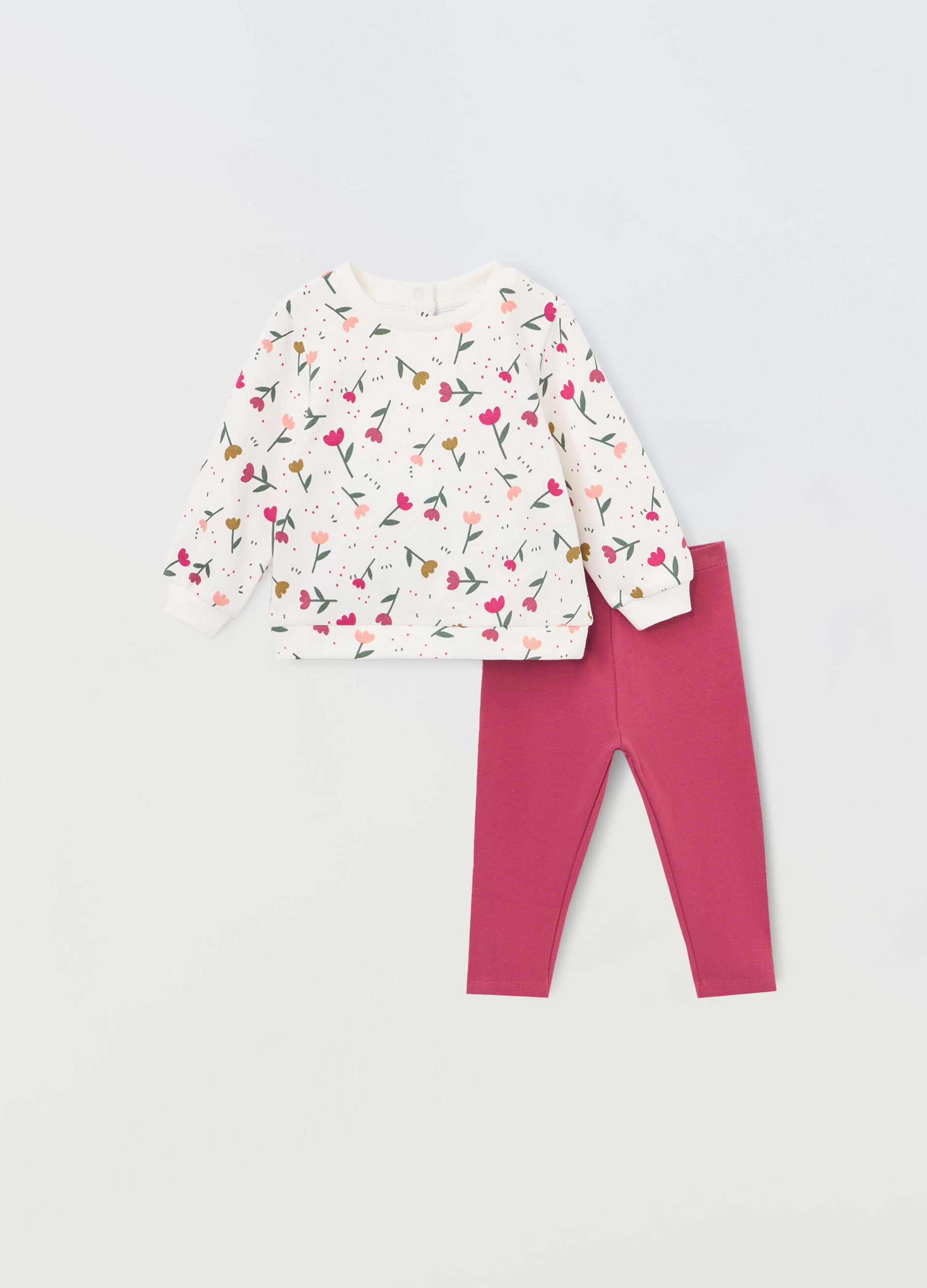 Jogging set in fleece di puro cotone neonata_0