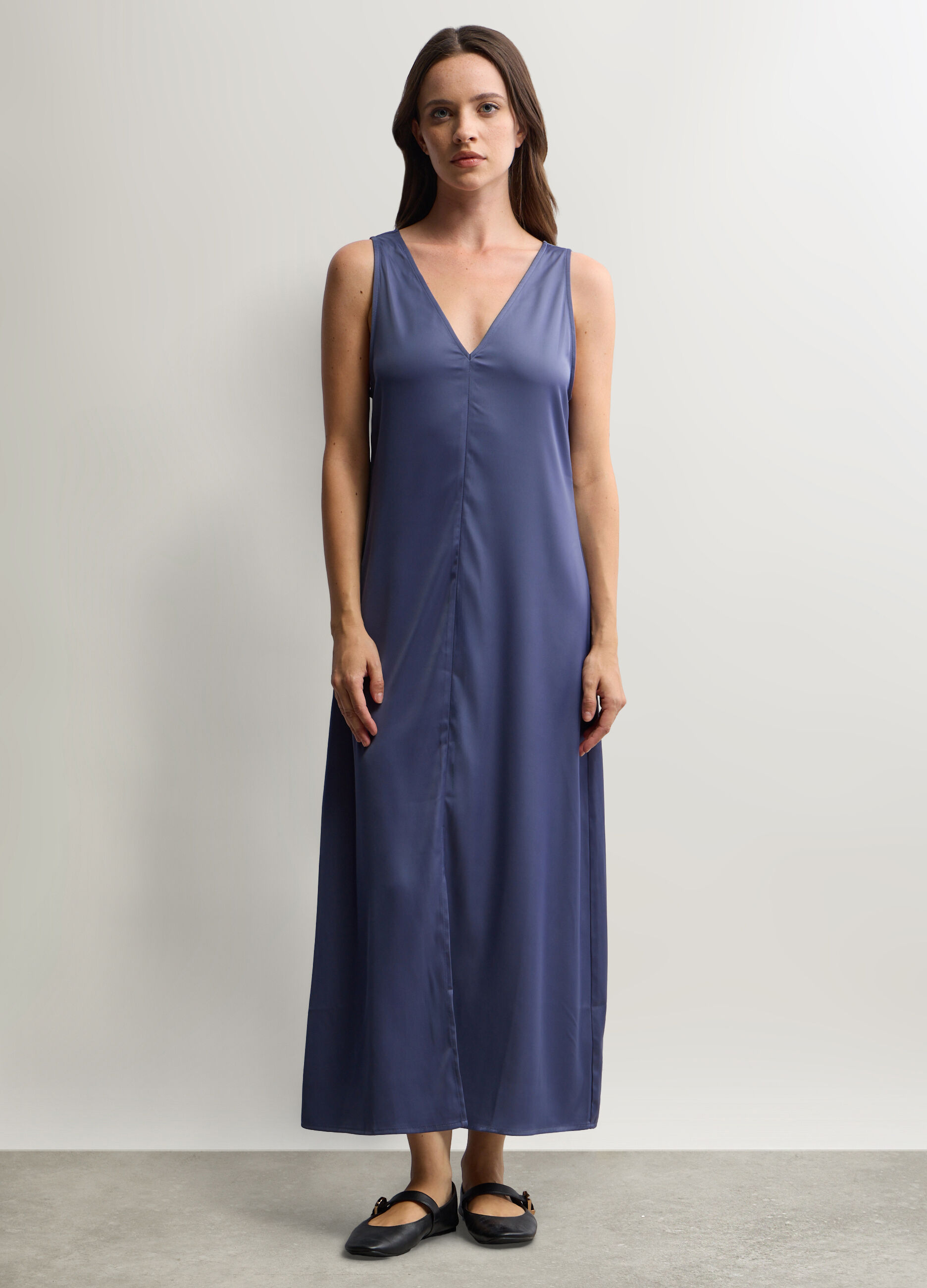 Abito lungo in raso stretch donna_0