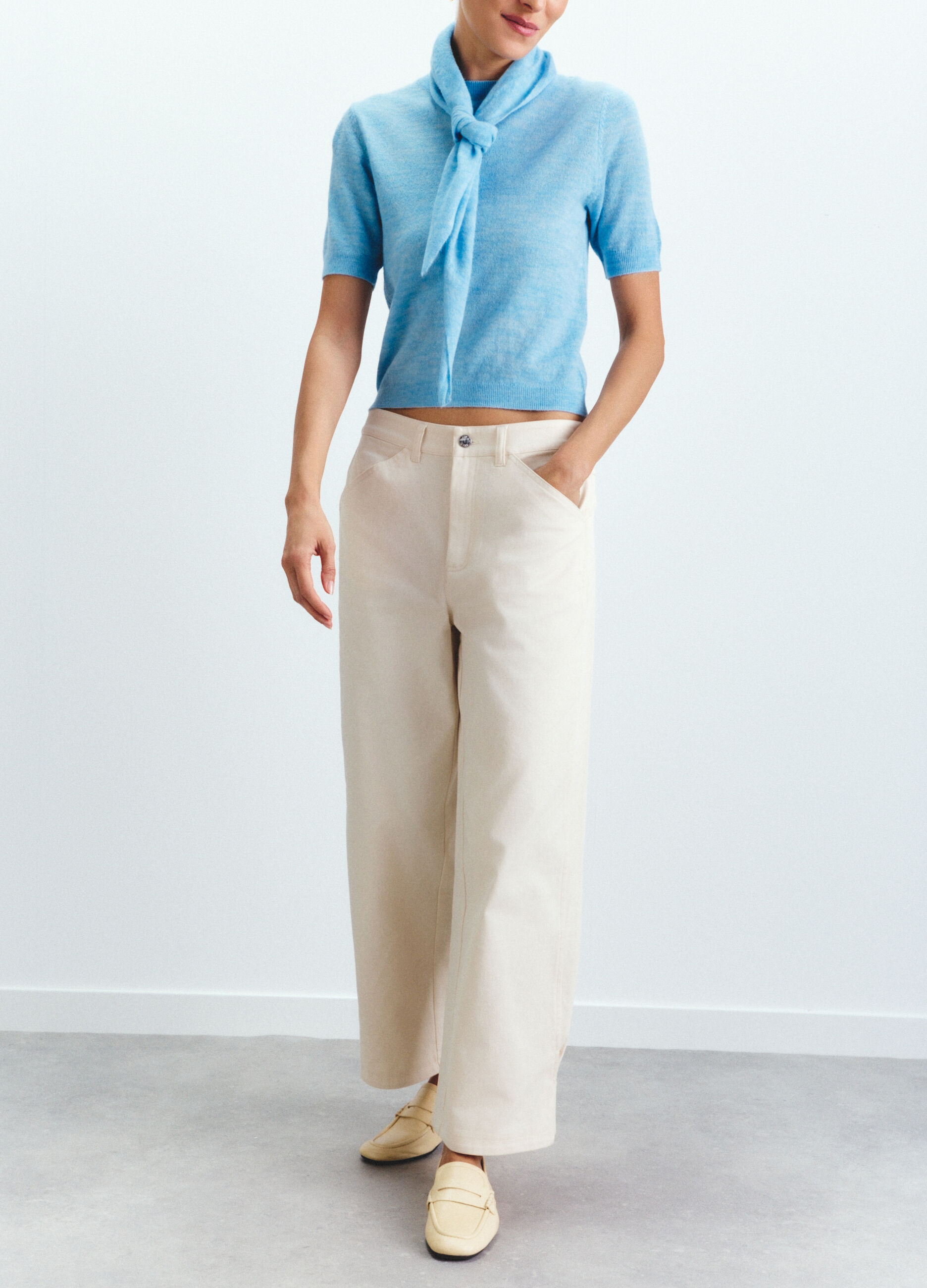 Pantaloni Fit Over in Twill di cotone stretch donna_1
