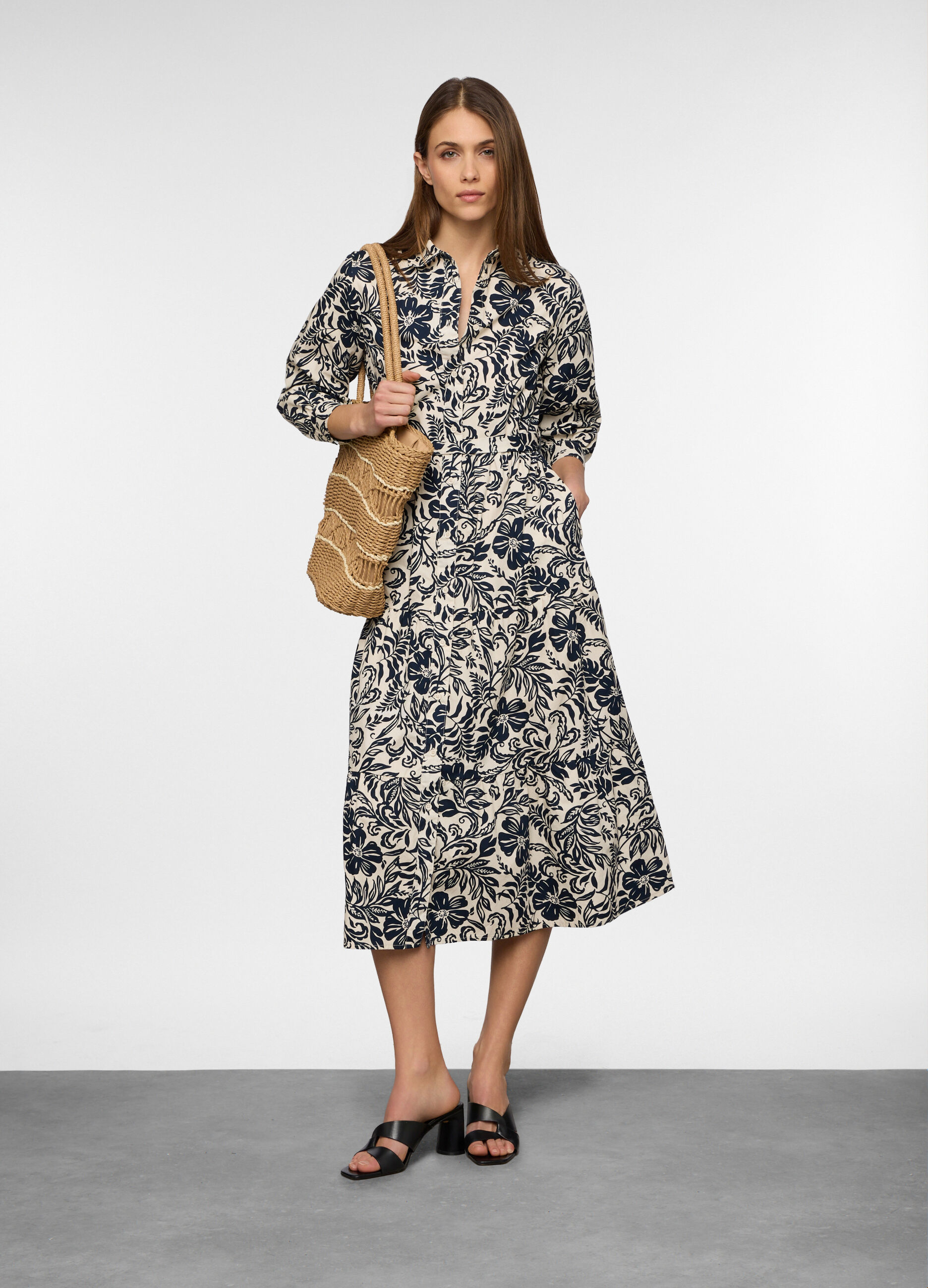 Abito lungo in popeline di puro cotone donna_0