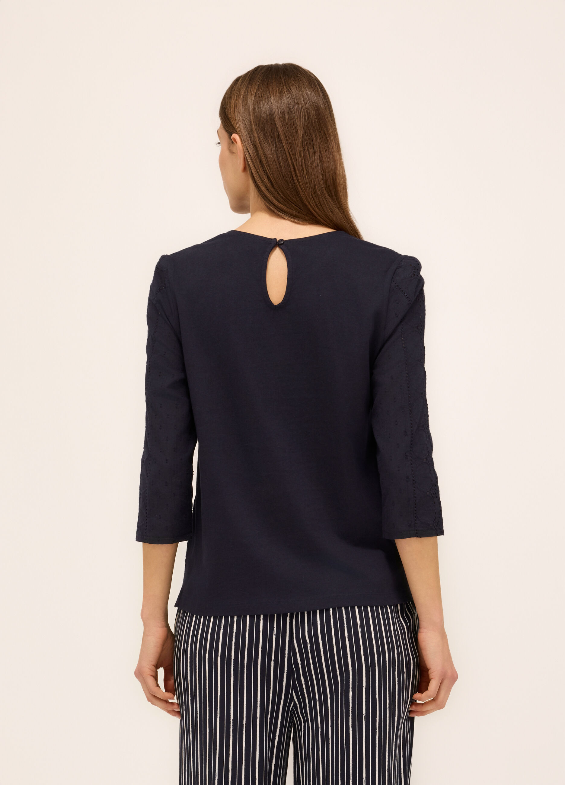 T-shirt in puro cotone sangallo donna_1