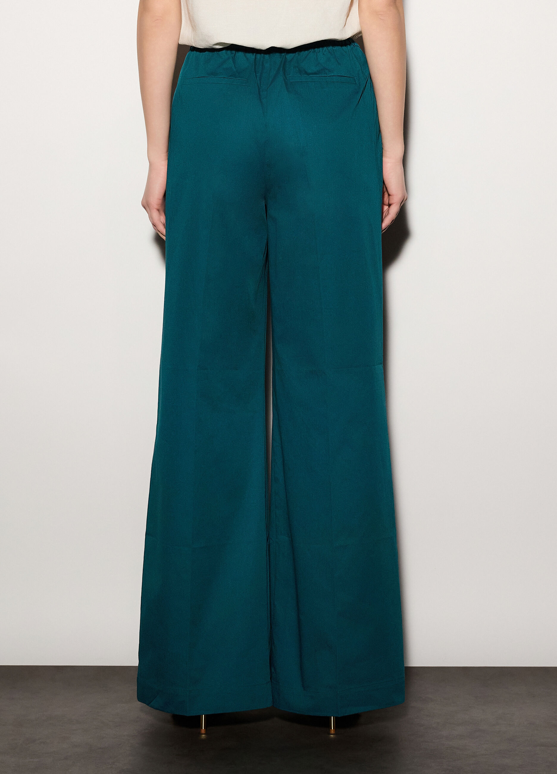 Pantaloni palazzo regular fit in puro cotone donna_2