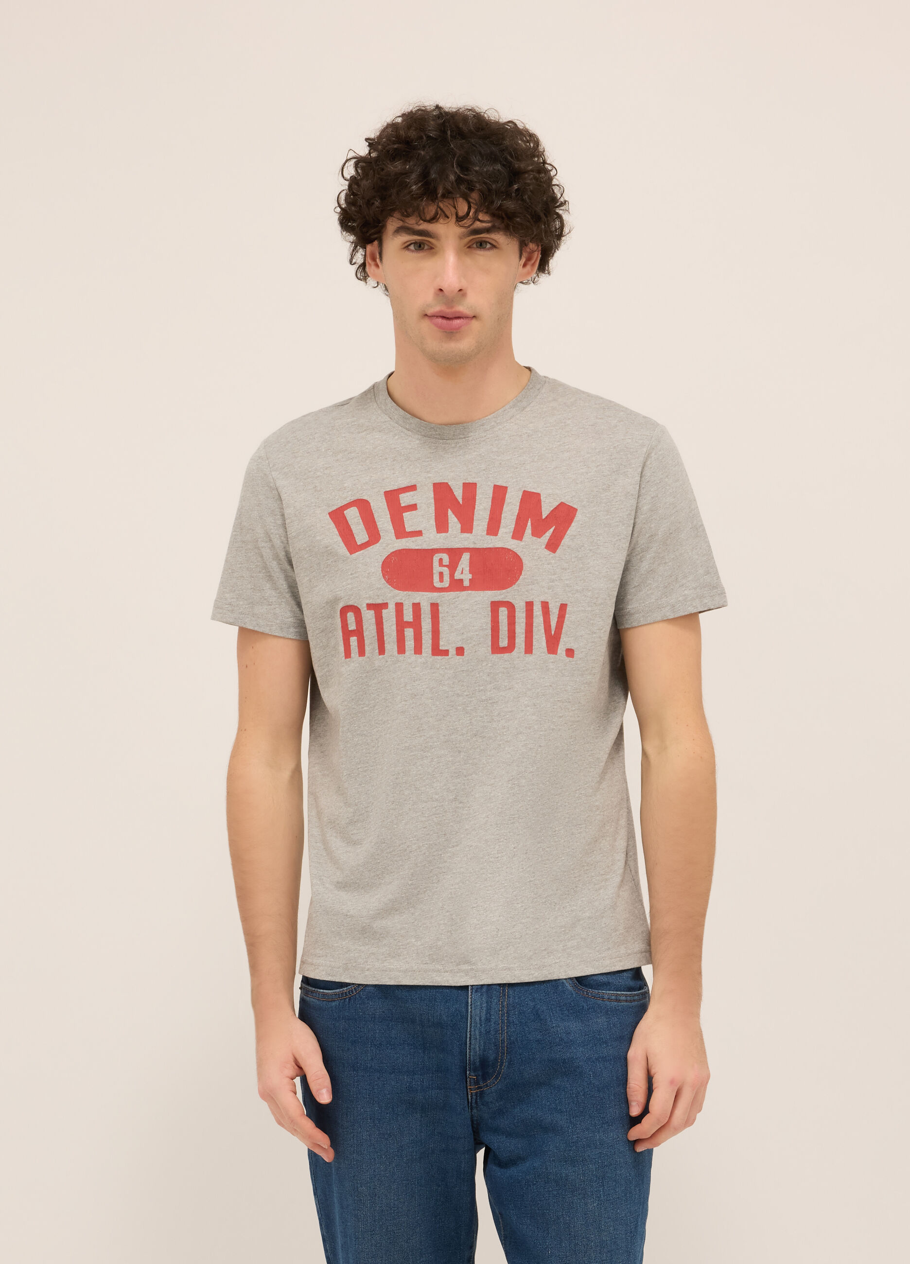 T-shirt girocollo in jersey di cotone con stampa_0