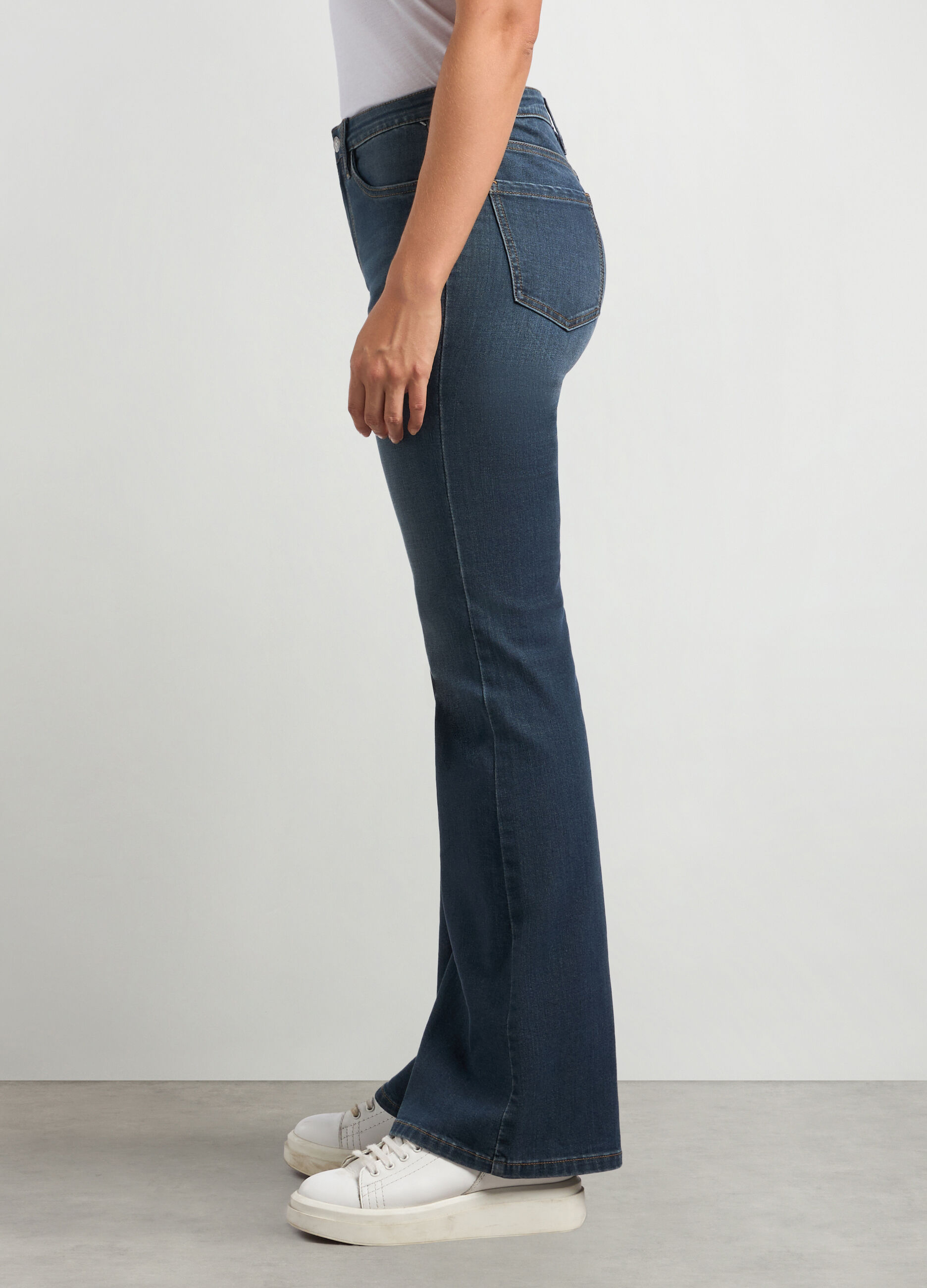 Pantaloni in denim di misto cotone stretch donna_2