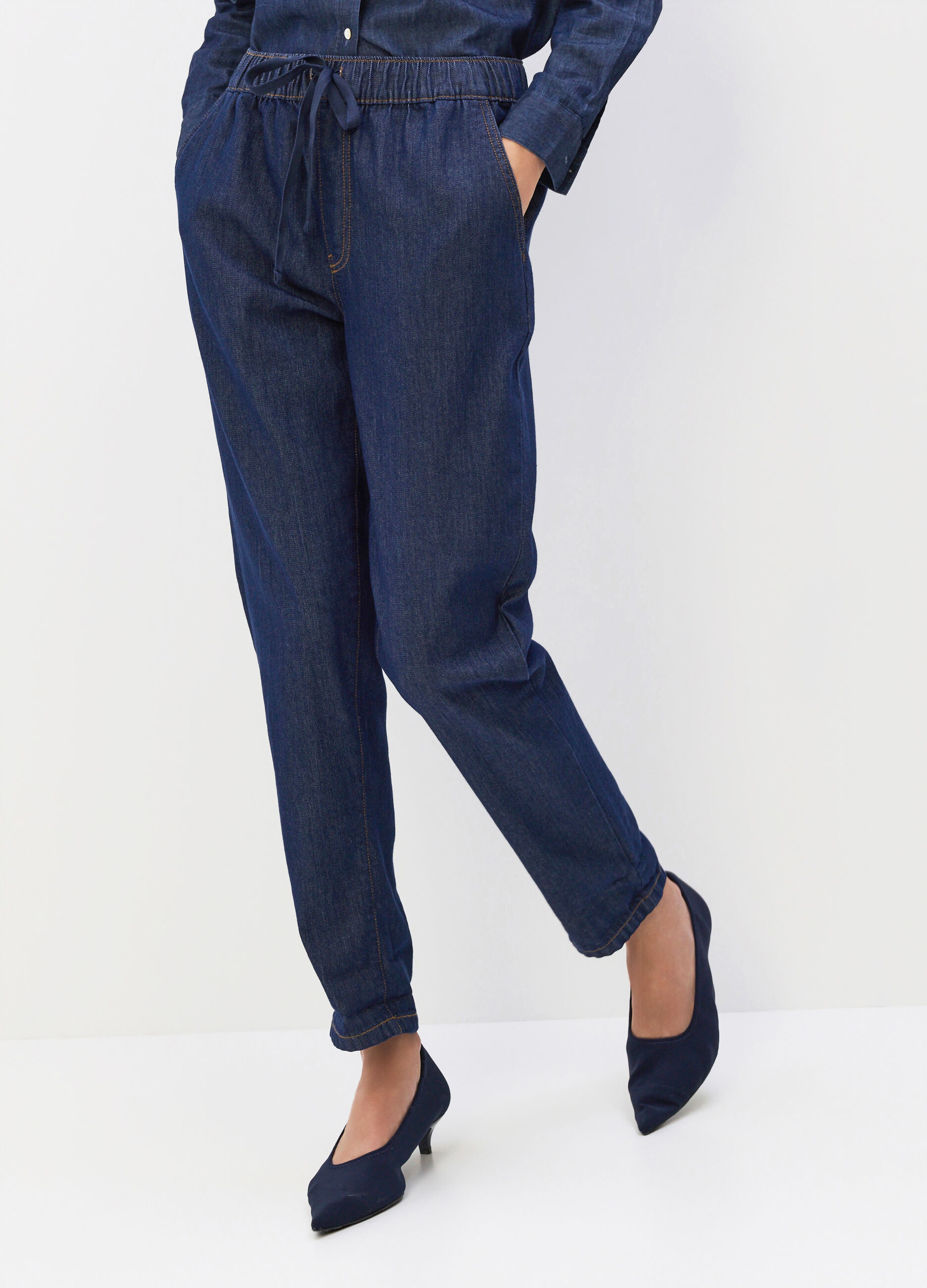 Jogger Fit Regular in denim stretch misto cotone donna_2