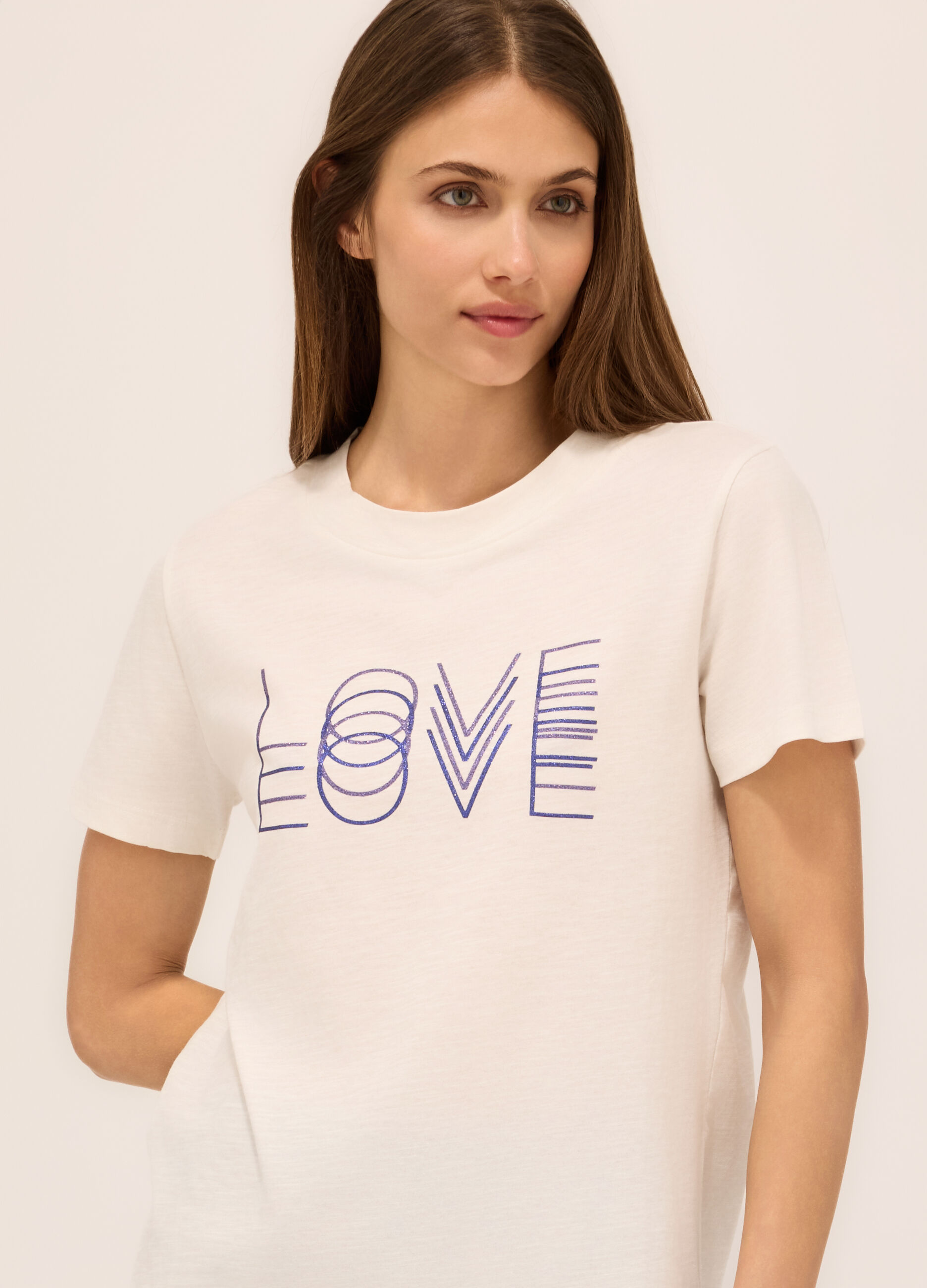 T-shirt in jersey slub di puro cotone donna_2