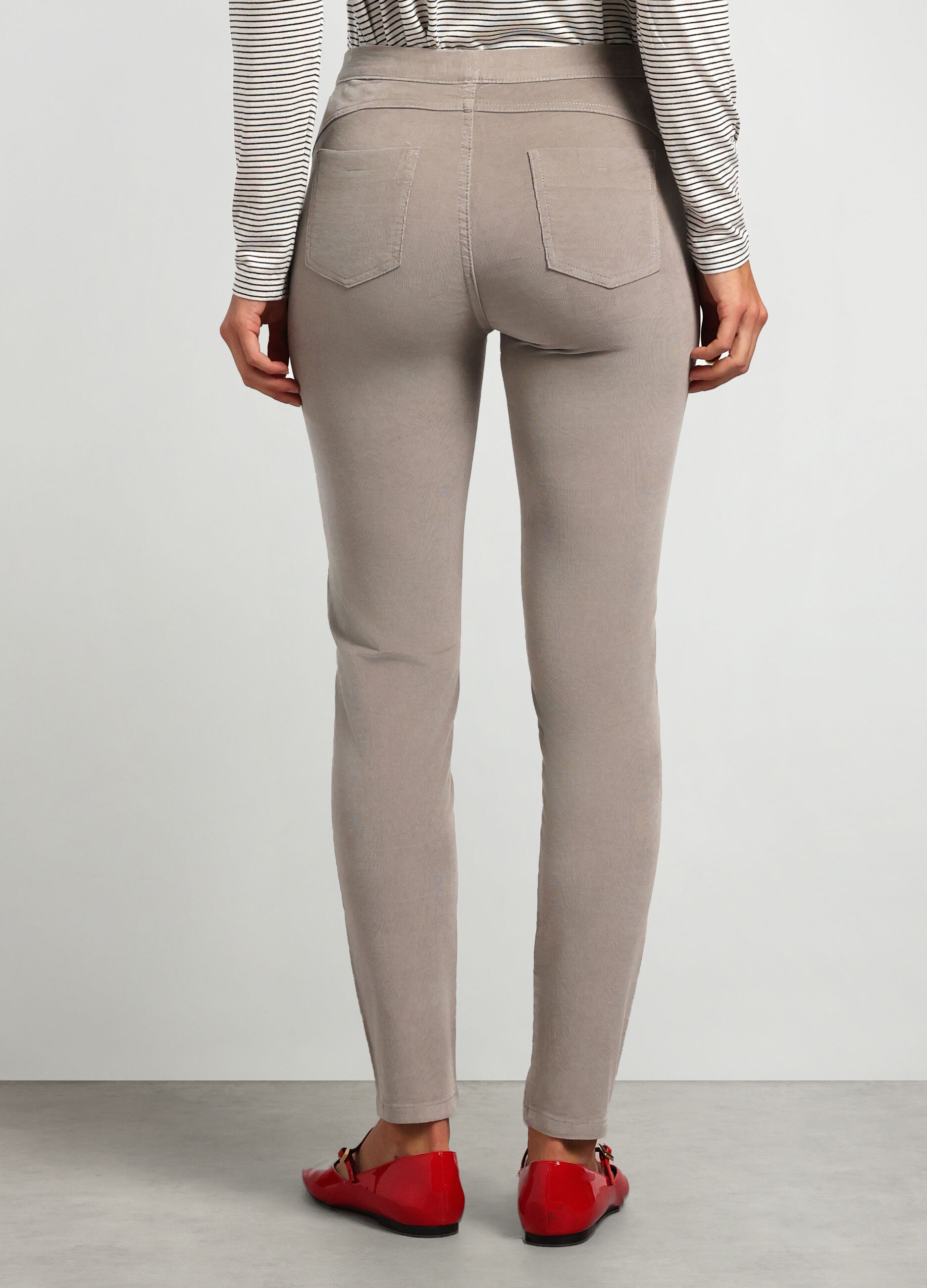 Pantaloni in velluto di cotone stretch donna_1