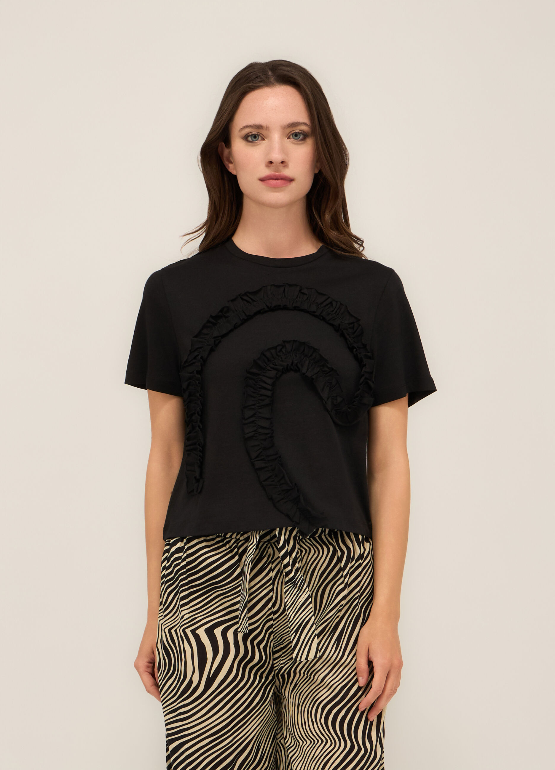 T-shirt in jersey di cotone stretch donna_0