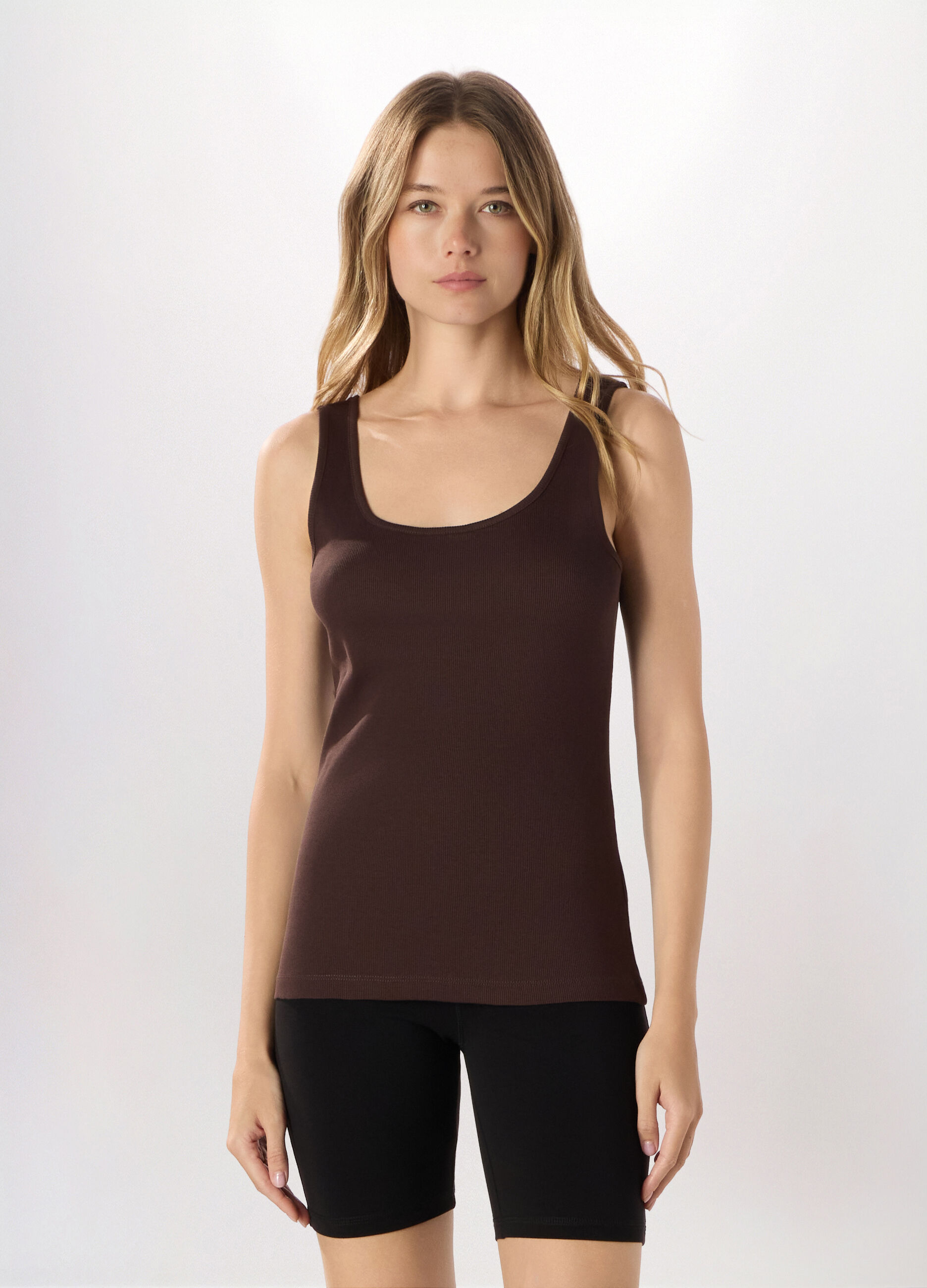 Canotta in costina di puro cotone donna_0