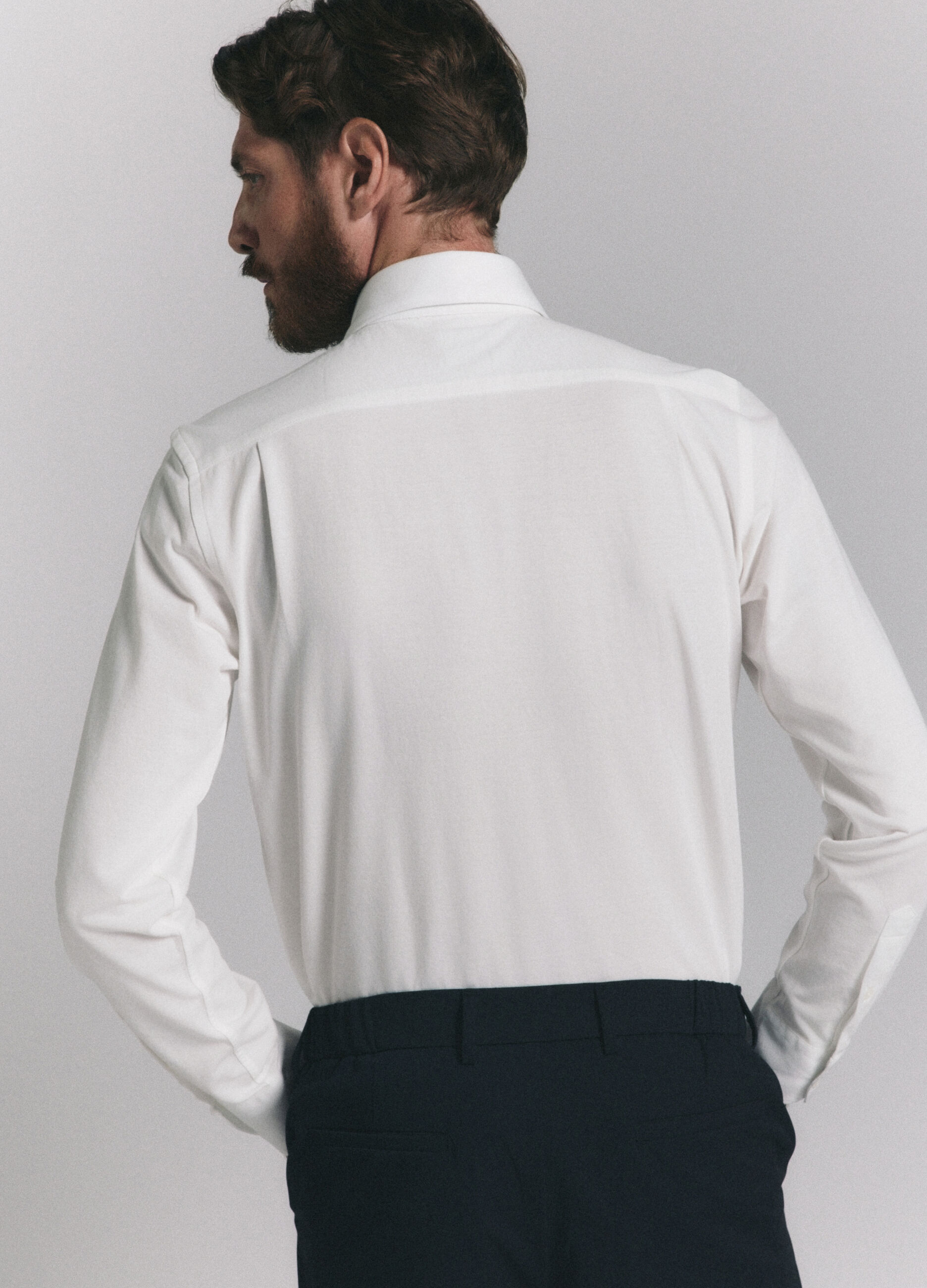 Camicia slim fit in jersey misto cotone uomo_3