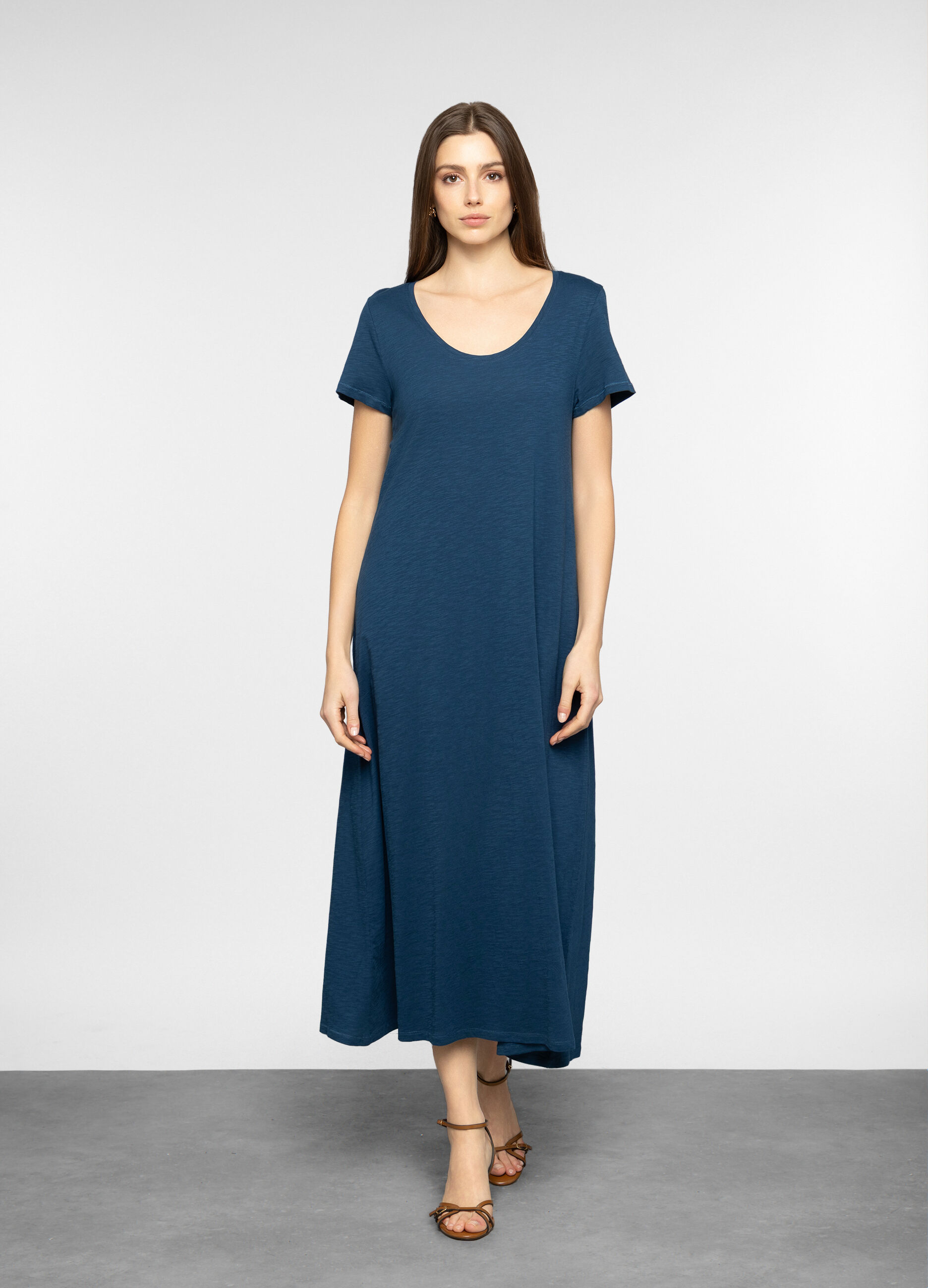 Abito lungo in jersey slub donna_0