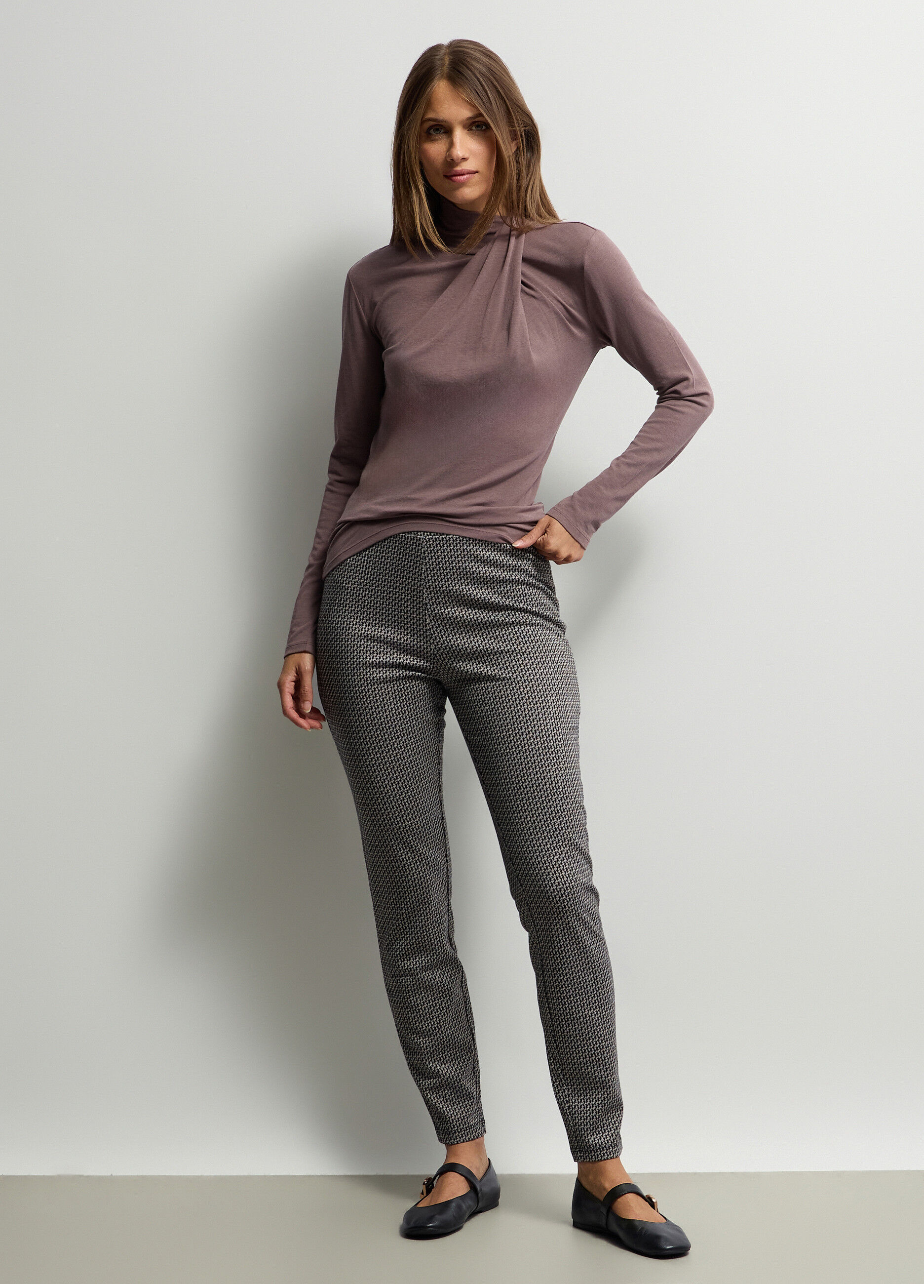 Leggings Slim Fit jaquard misto viscosa stretch donna_0