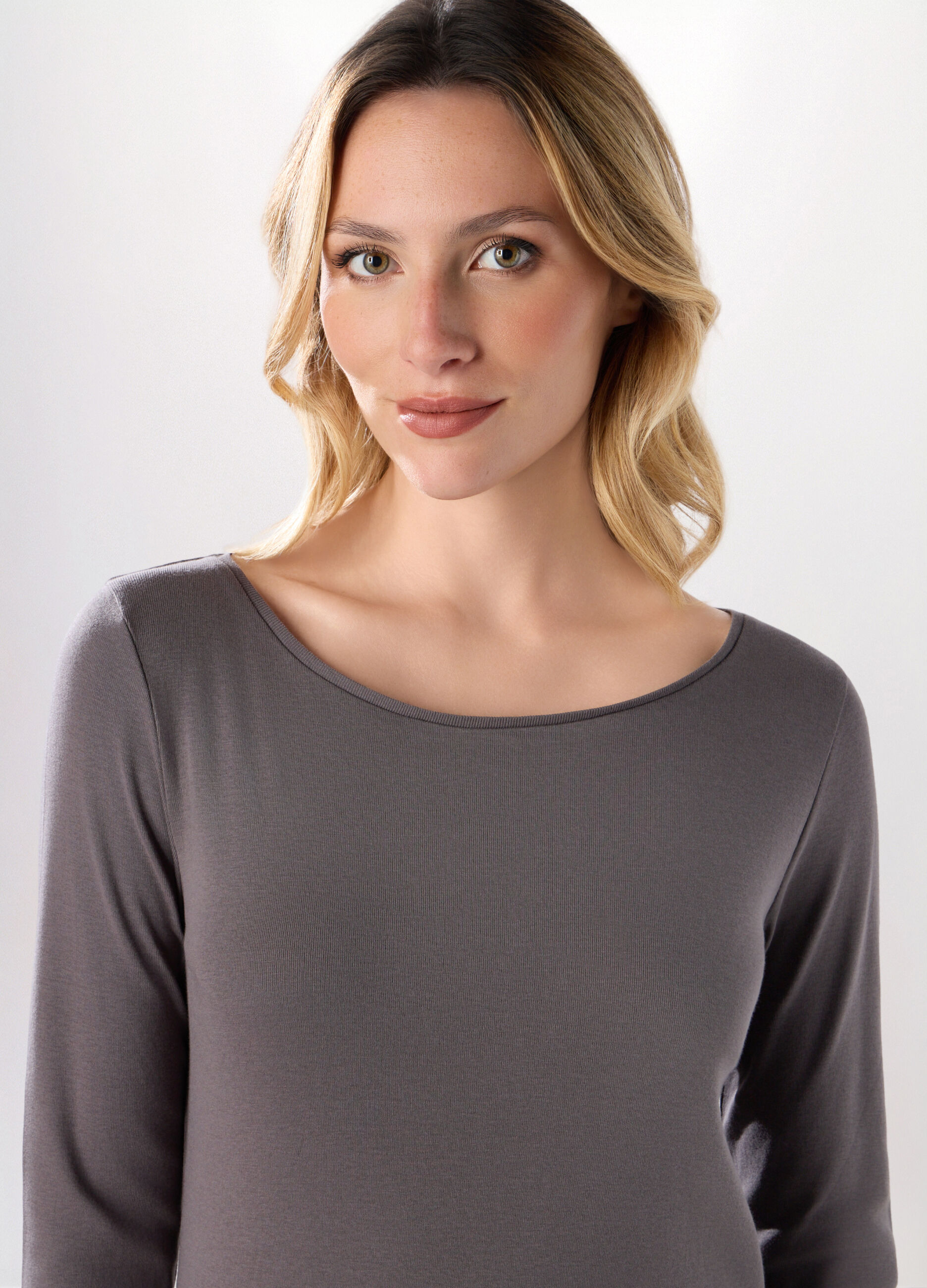T-shirt in puro cotone a maniche lunghe donna_2