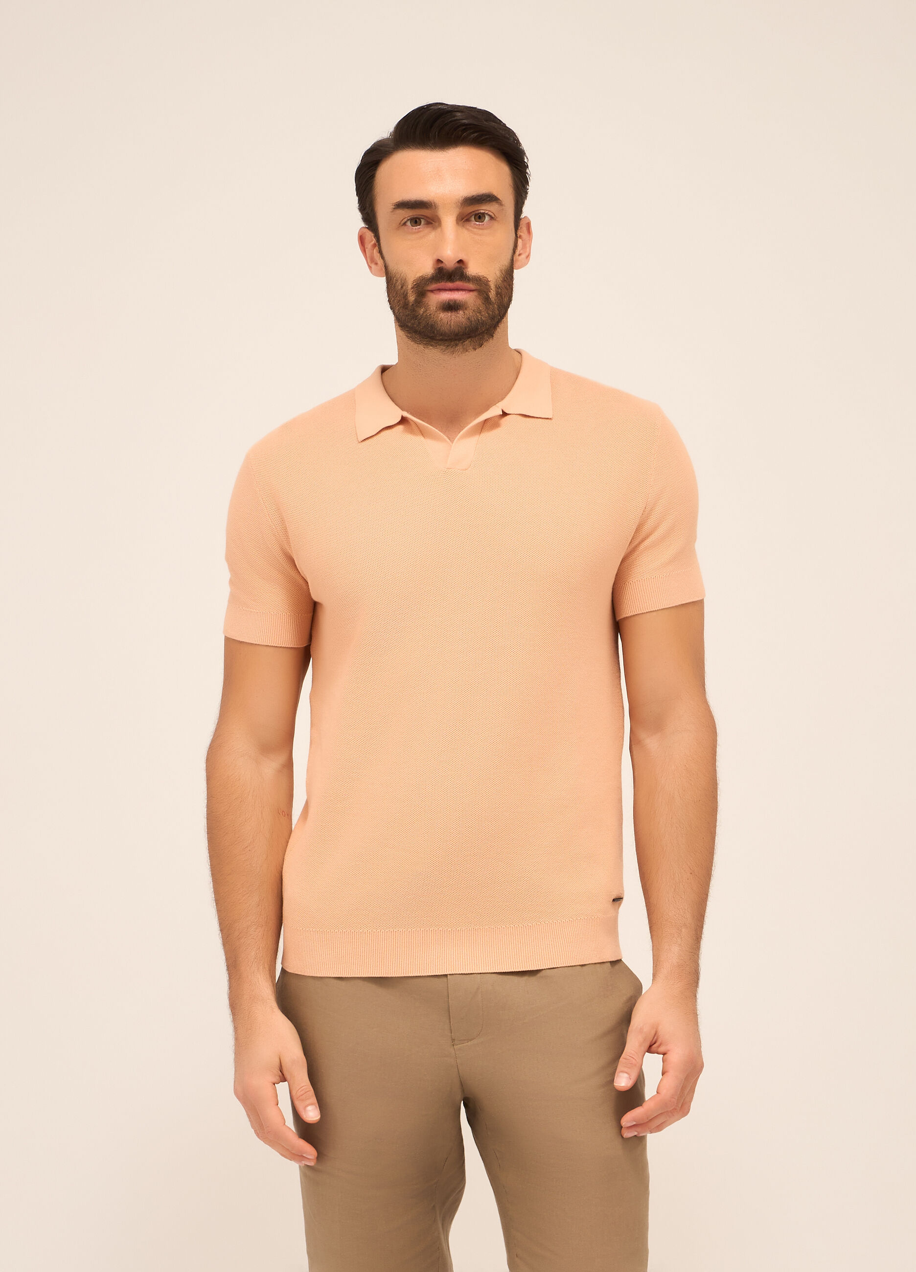 Polo a maglia nido d'ape in puro cotone uomo