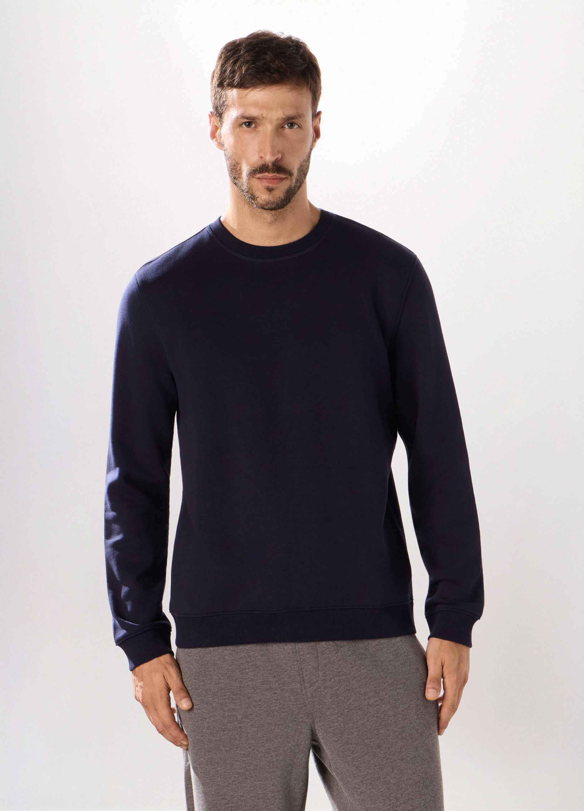 Felpa girocollo in misto cotone uomo_0