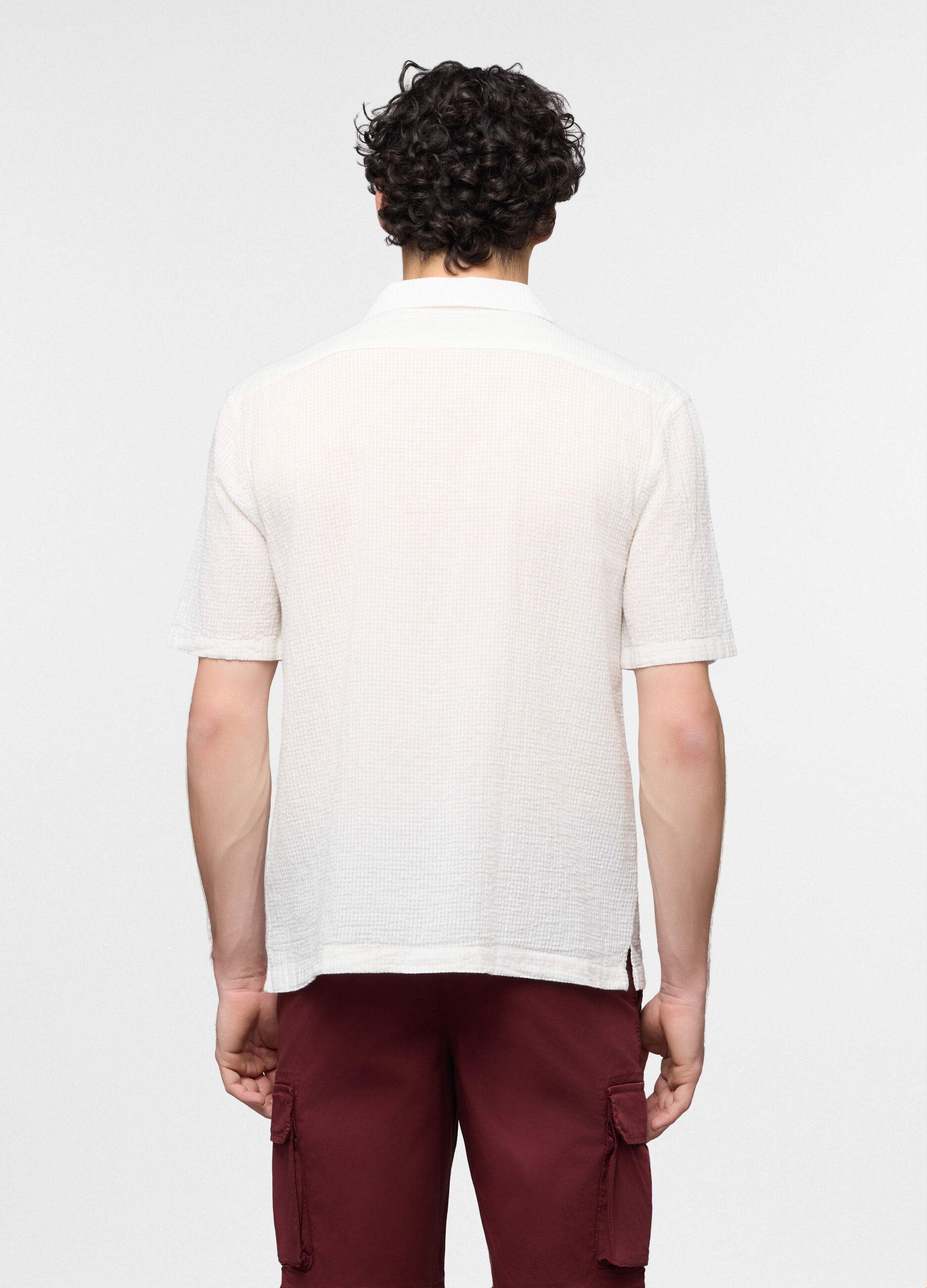 Camicia manica corta in seersucker uomo_1