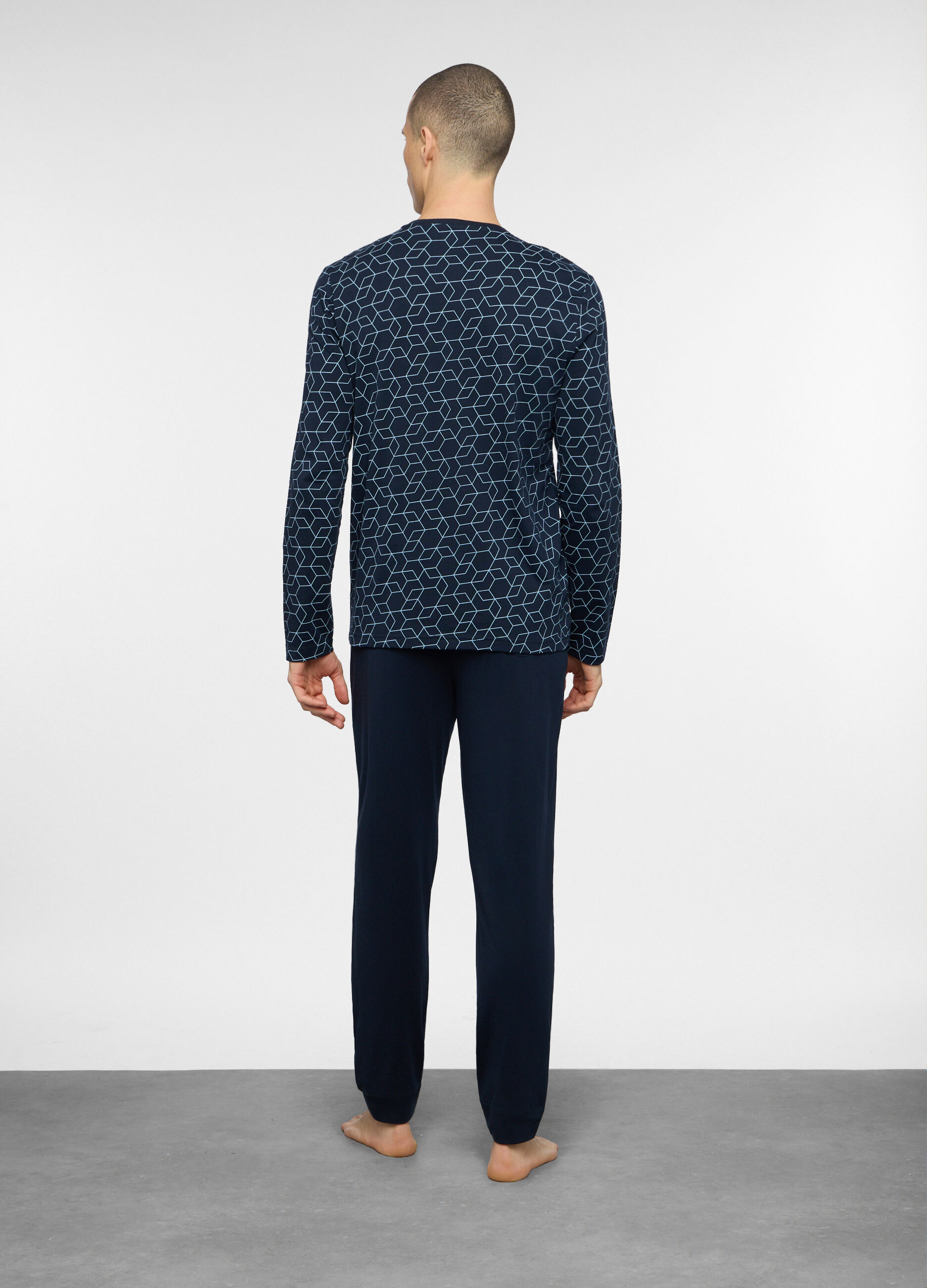 Pigiama lungo in misto cotone a fantasia uomo_1