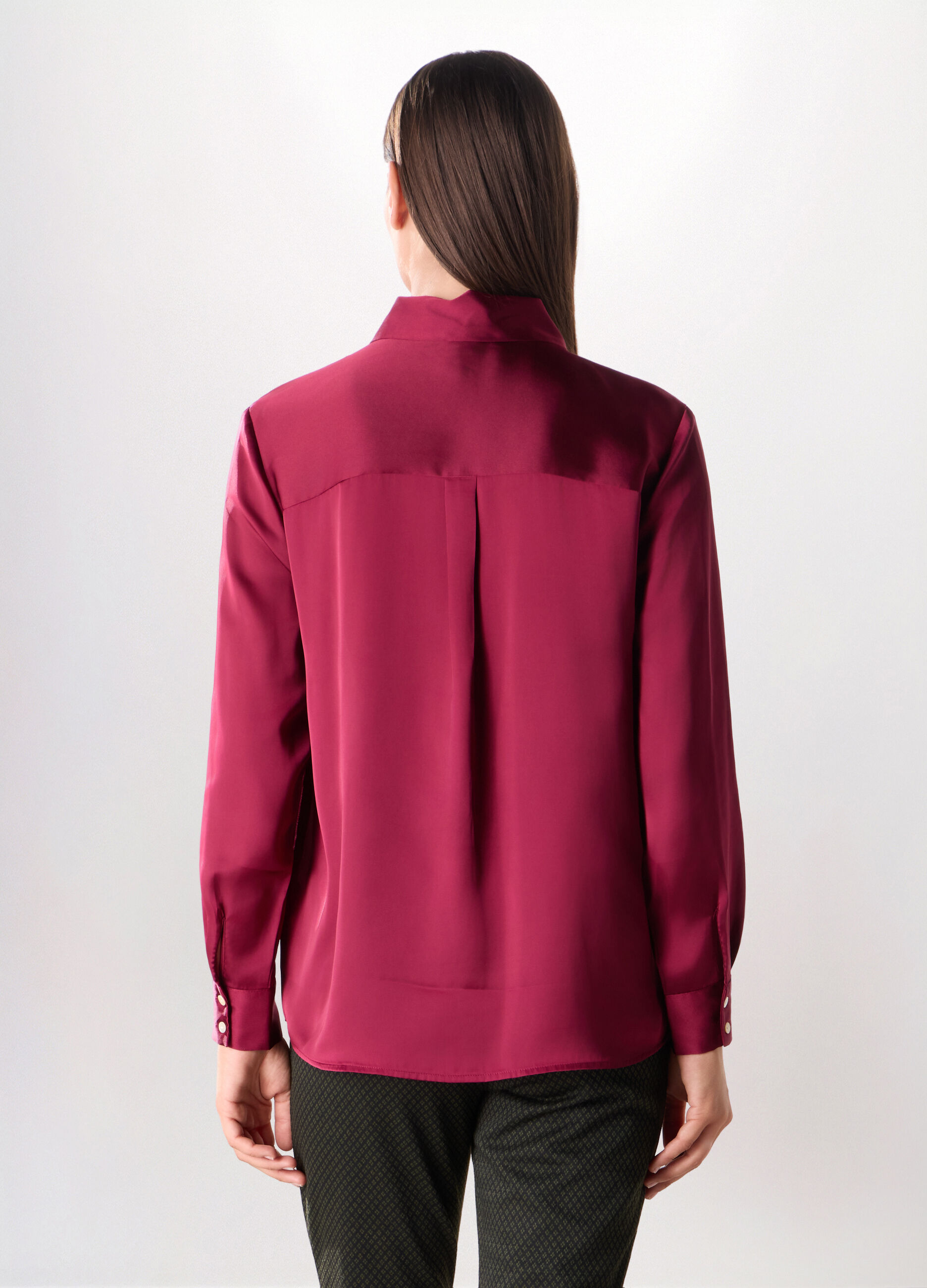 Camicia in raso a maniche lunghe donna_1