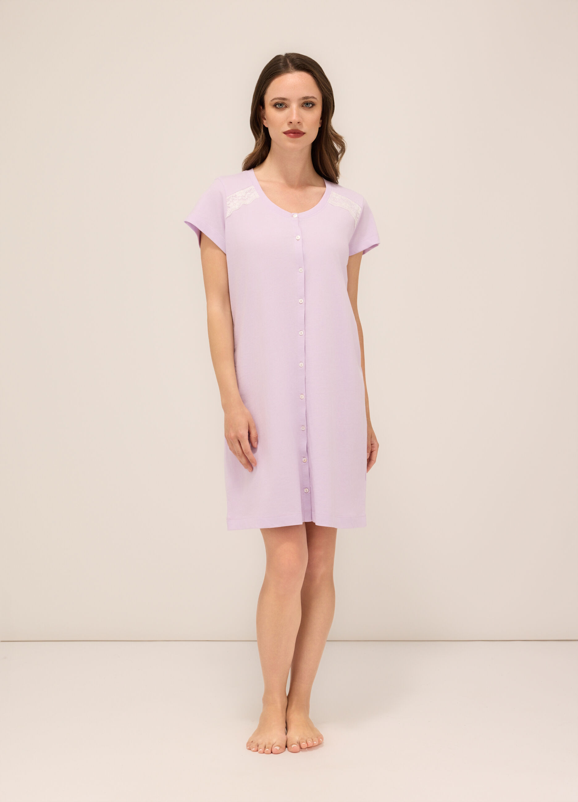 Camicia da notte in jersey di puro cotone donna_0