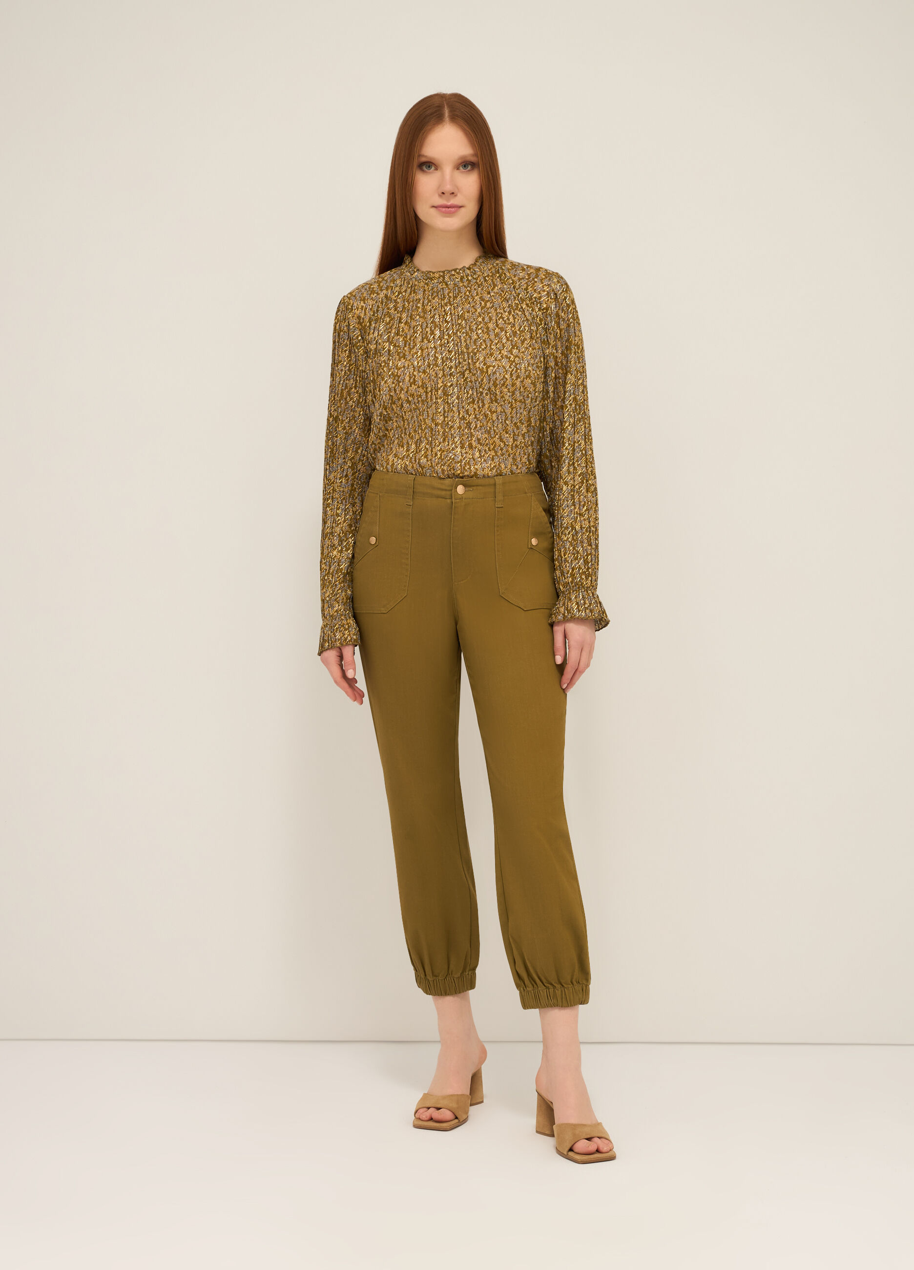 Pantaloni in misto cotone stretch donna_0