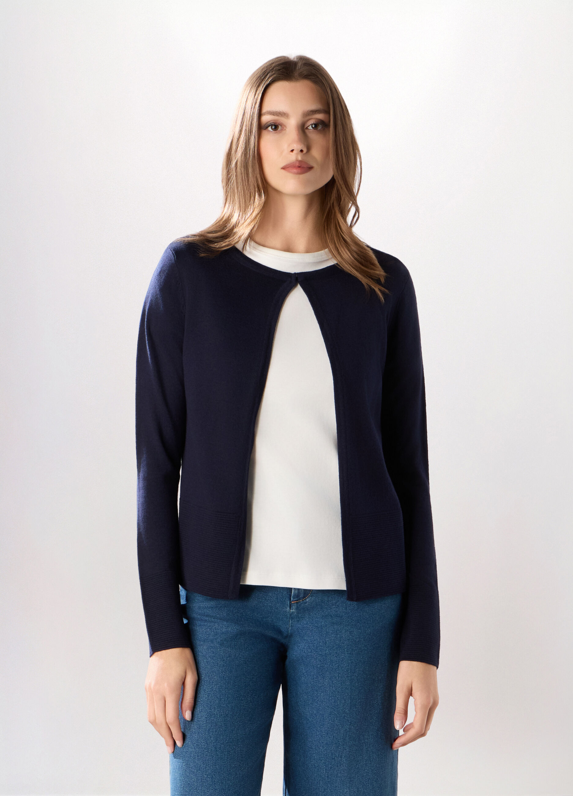 Cardigan tricot misto cotone donna_0