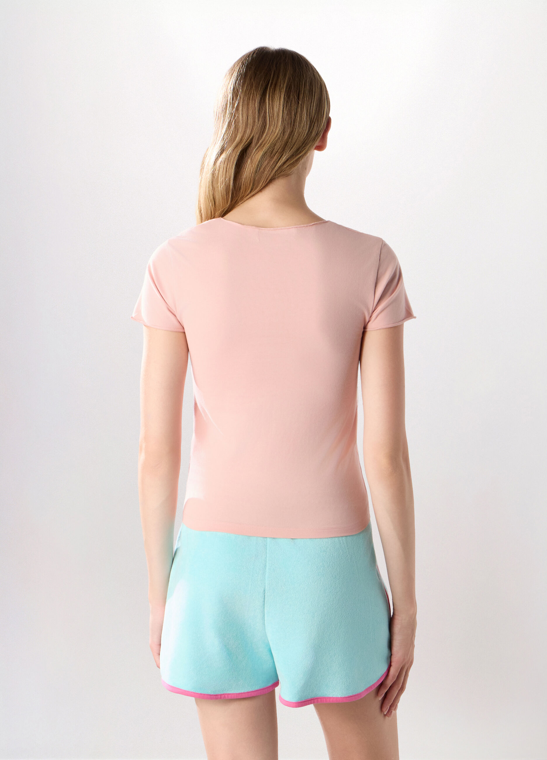 T-shirt in jersey di cotone stretch donna_1