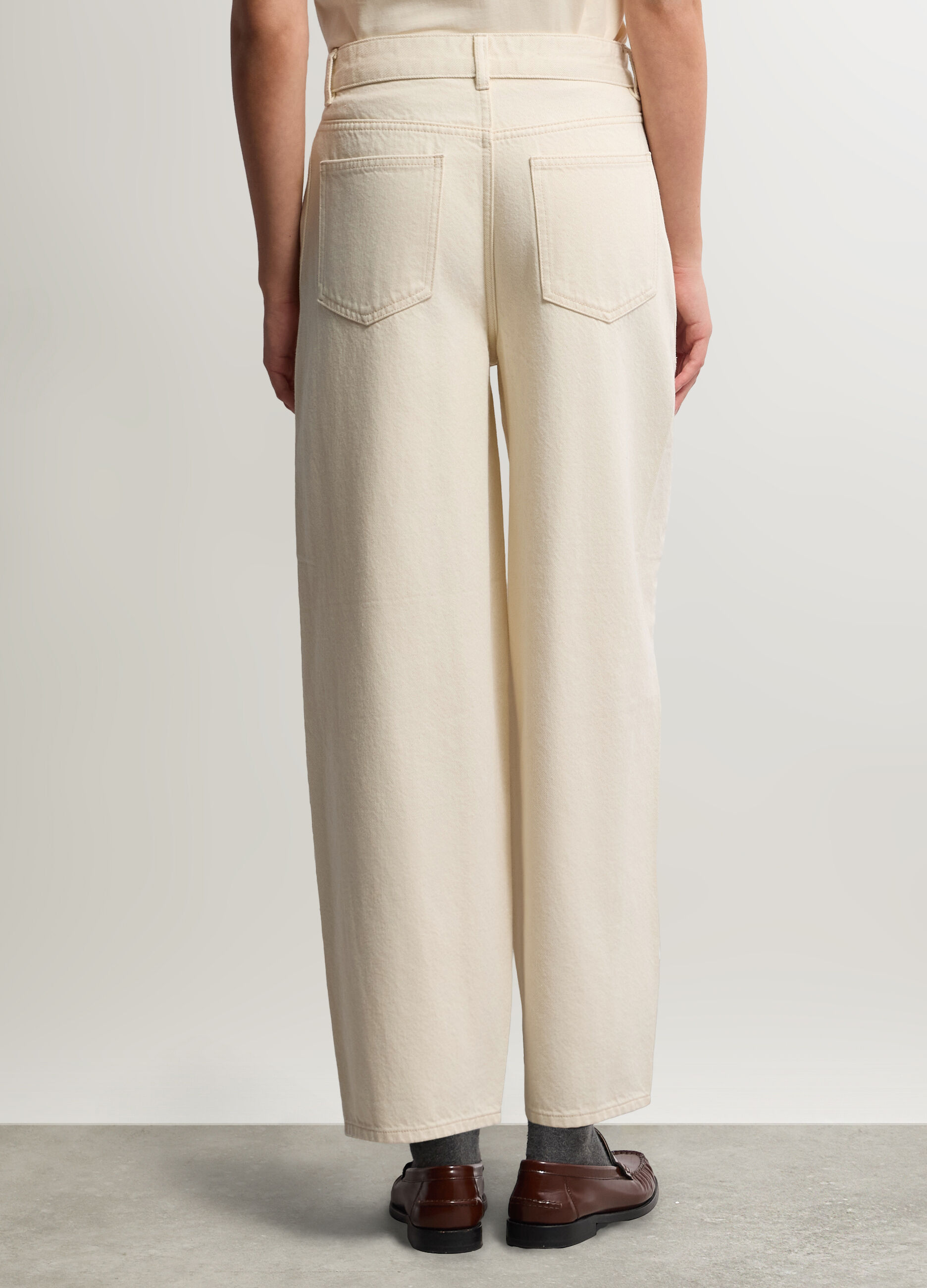 Pantaloni Balloon Fit in Twill di puro cotone donna_2